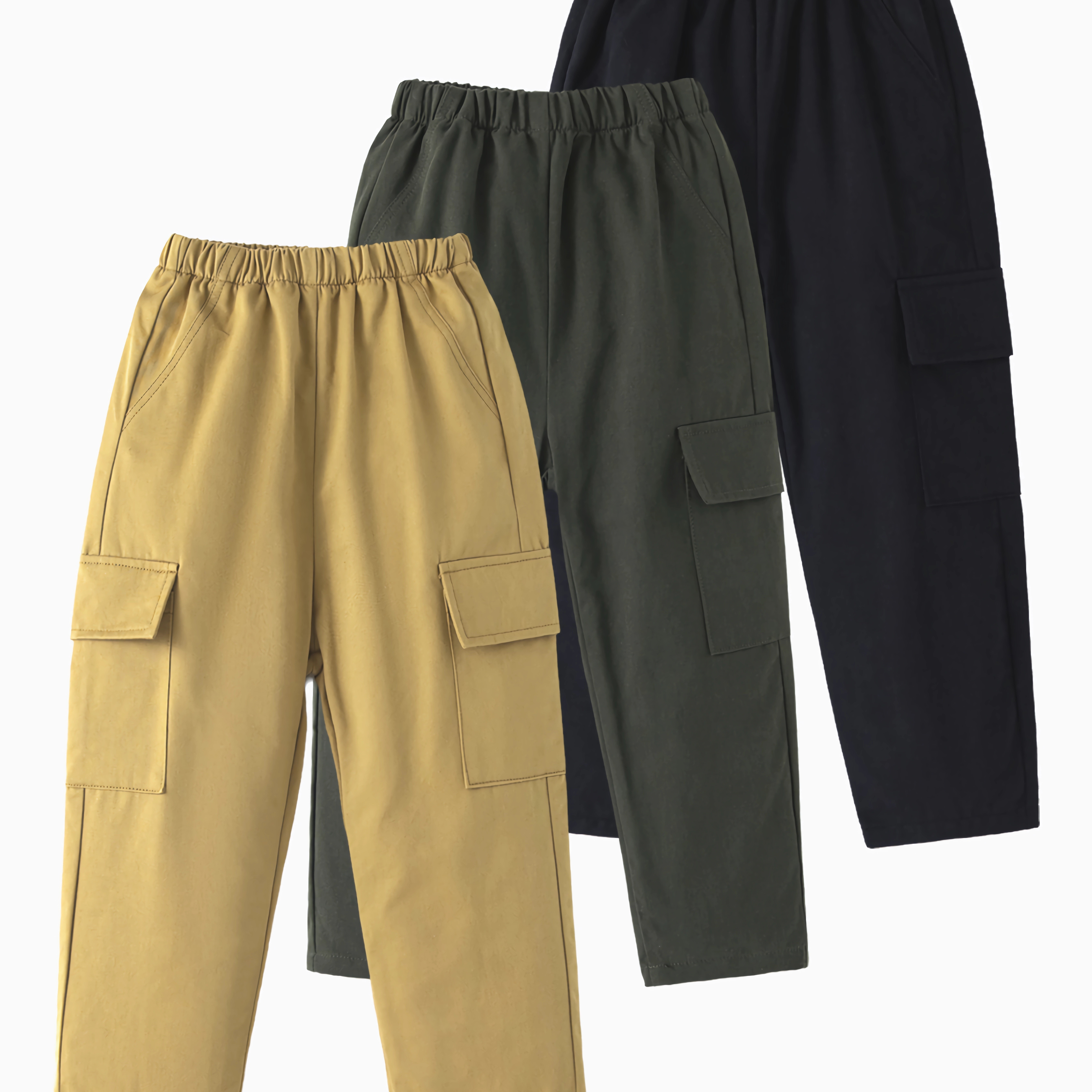 Boys Cargo Pants, Casual Loose-fit Trousers In Solid Colors, Elastic Waist Pants For All Seasons
Boys Cargo Pants, Casual Loose-fit Trousers In Solid Colors, Elastic Waist Pants For All Seasons