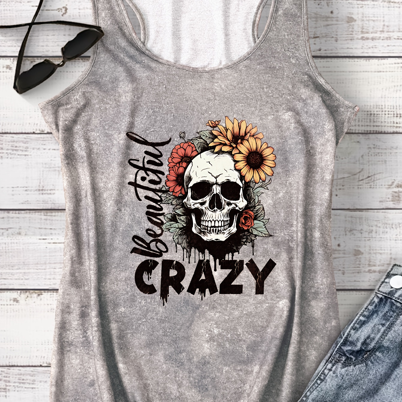 Gothic Tie-dye Skull Graphic Tank Top - Casual Sleeveless Shirt For Women, Stretchy Polyester , Machine Washable
Gothic Tie-dye Skull Graphic Tank Top - Casual Sleeveless Shirt For Women, Stretchy Polyester , Machine Washable