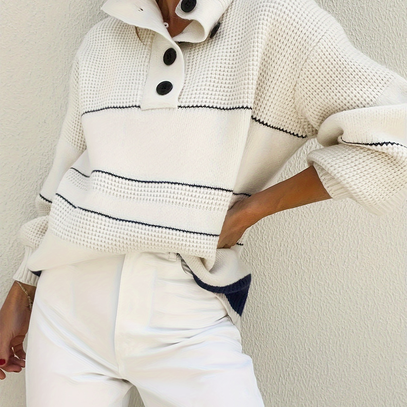 1pc Viscose Knit Sweater For Women - Casual Solid Color Open Collar Button-up With Lapel Detail,
1pc Viscose Knit Sweater For Women - Casual Solid Color Open Collar Button-up With Lapel Detail,