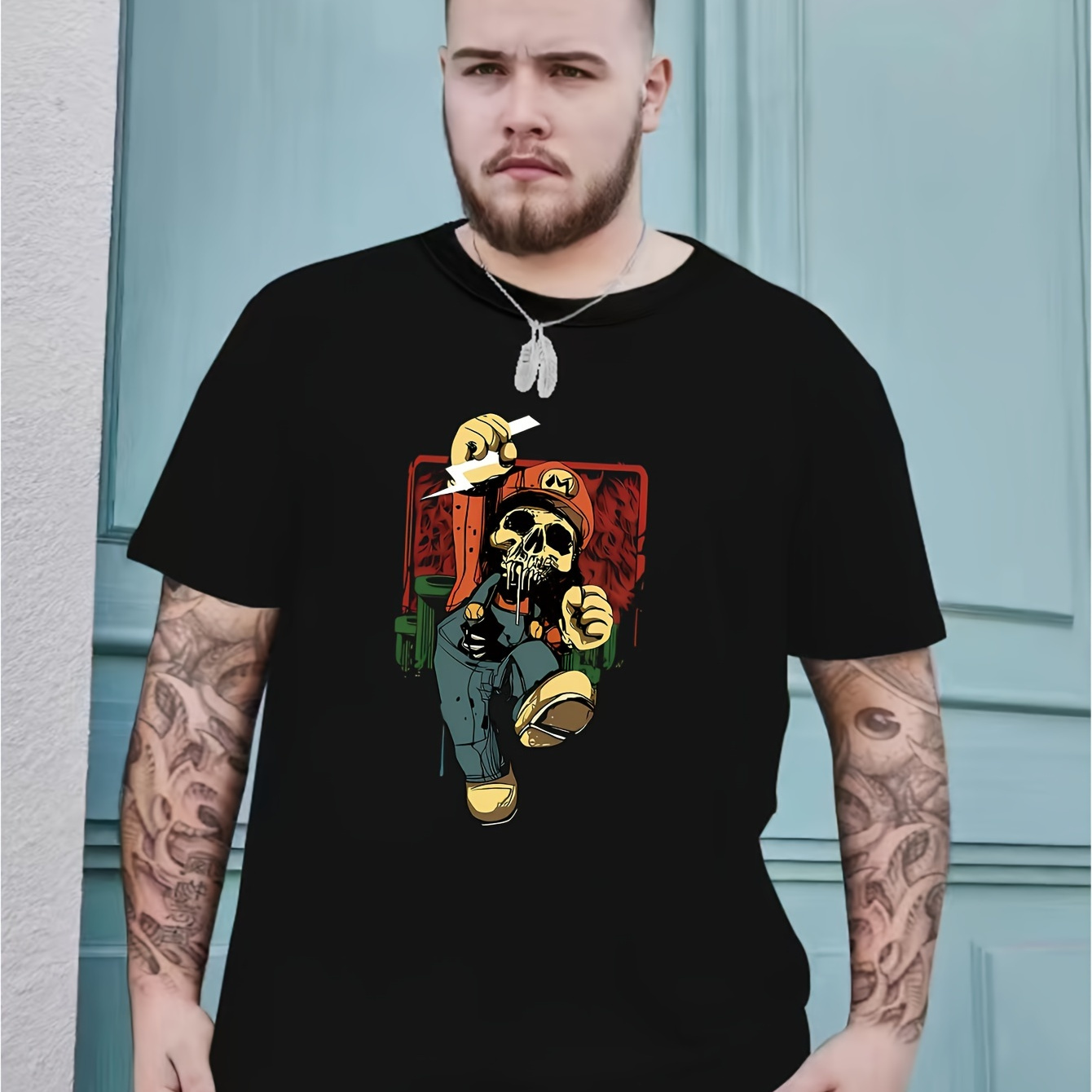 Plus Size Men's Casual T-shirts, Skull Print Graphic Round Neck Comfy Tees Top Spring Summer Clothes, Men's Clothing
Plus Size Men's Casual T-shirts, Skull Print Graphic Round Neck Comfy Tees Top Spring Summer Clothes, Men's Clothing