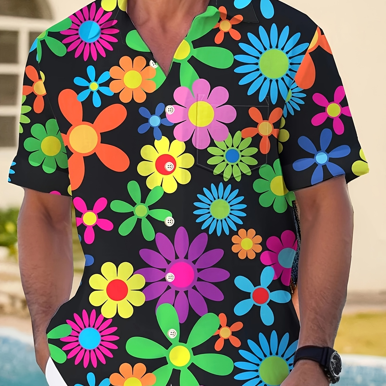 Men's Casual Floral Print Short Sleeve Shirt, 100% Polyester, Loose Fit, With Lapel Collar And Single Breasted , For Summer Beach Hawaiian Style
Men's Casual Floral Print Short Sleeve Shirt, 100% Polyester, Loose Fit, With Lapel Collar And Single Breasted , For Summer Beach Hawaiian Style