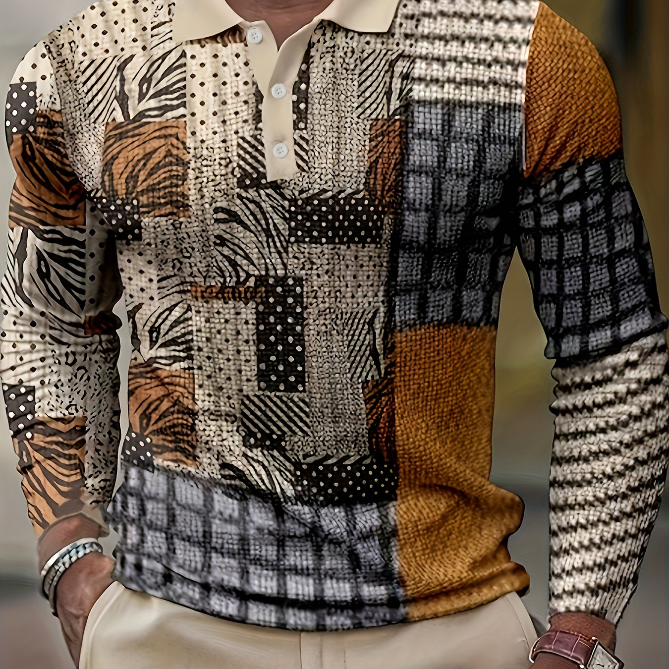 Men's Long Sleeve Casual Shirt With Classic Lapel Collar - 100% Polyester Knit Fabric With Slight Stretch, Printed Design With Button , Regular Fit
Men's Long Sleeve Casual Shirt With Classic Lapel Collar - 100% Polyester Knit Fabric With Slight Stretch, Printed Design With Button , Regular Fit