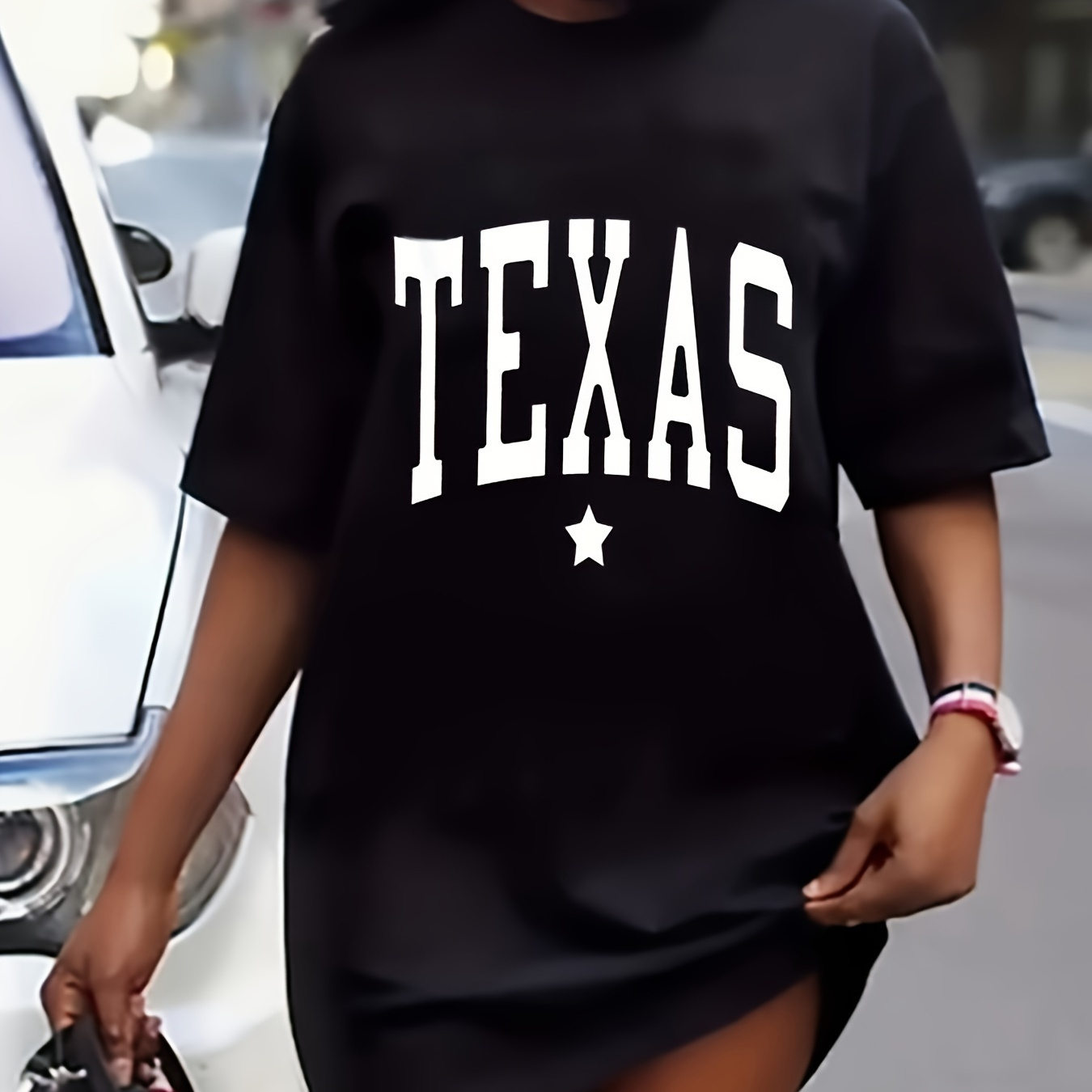 Texas Print Tee Dress, Short Sleeve Crew Neck Casual Dress For Summer & Spring, Women's Clothing
Texas Print Tee Dress, Short Sleeve Crew Neck Casual Dress For Summer & Spring, Women's Clothing