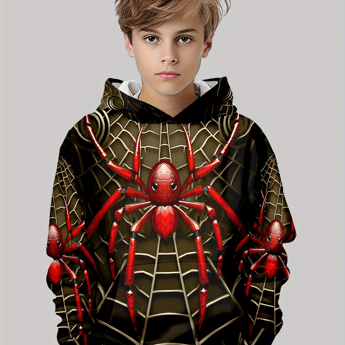Boys' Stylish Red Spider 3d Print Hoodie - Comfy & Trendy Pullover With Pockets, Spring/fall
Boys' Stylish Red Spider 3d Print Hoodie - Comfy & Trendy Pullover With Pockets, Spring/fall