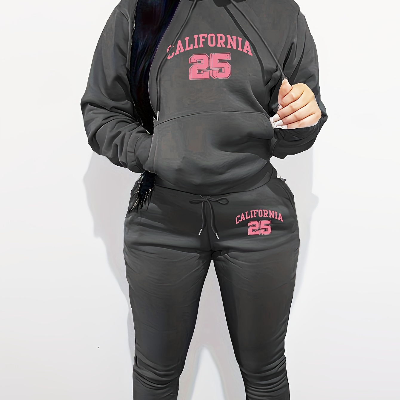 Women's Casual Letter Print Hoodie & Pants Set - Cozy Polyester, Machine Washable, With Pockets - Fall/winter
Women's Casual Letter Print Hoodie & Pants Set - Cozy Polyester, Machine Washable, With Pockets - Fall/winter