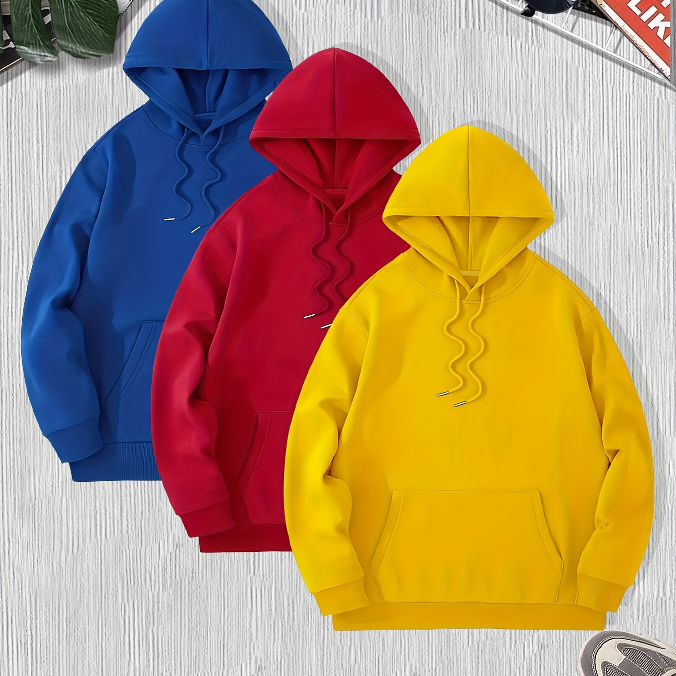 3pcs Hoodies Set For Men, Men's Casual Solid Basic Hooded Sweatshirt Streetwear For Winter Fall, As Gifts
3pcs Hoodies Set For Men, Men's Casual Solid Basic Hooded Sweatshirt Streetwear For Winter Fall, As Gifts