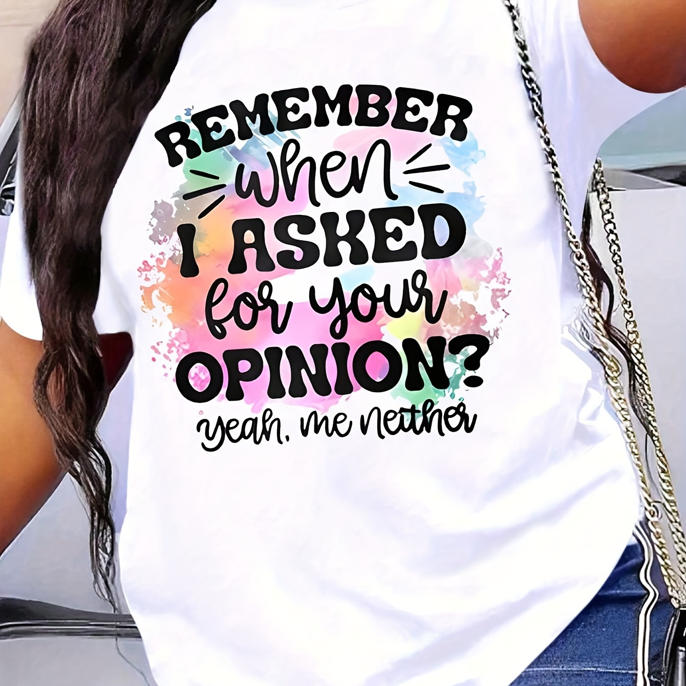 Plus Size Slogan Print Colorful T-shirt, Casual Short Sleeve Top For Spring & Summer, Women's Plus Size Clothing
Plus Size Slogan Print Colorful T-shirt, Casual Short Sleeve Top For Spring & Summer, Women's Plus Size Clothing