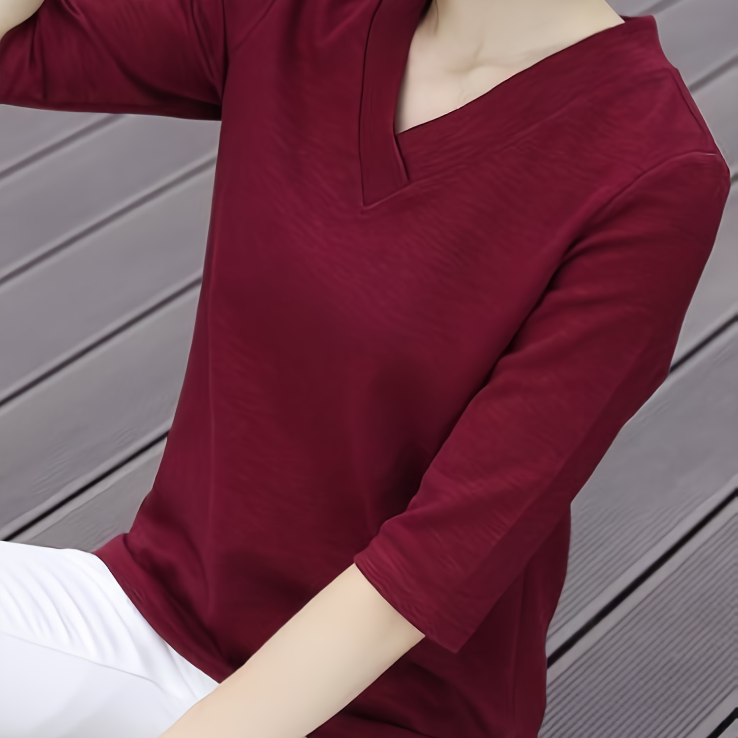 Split Hem V Neck Solid Top, Casual 3/4 Sleeve Top For Spring & Summer, Women's Clothing
Split Hem V Neck Solid Top, Casual 3/4 Sleeve Top For Spring & Summer, Women's Clothing
