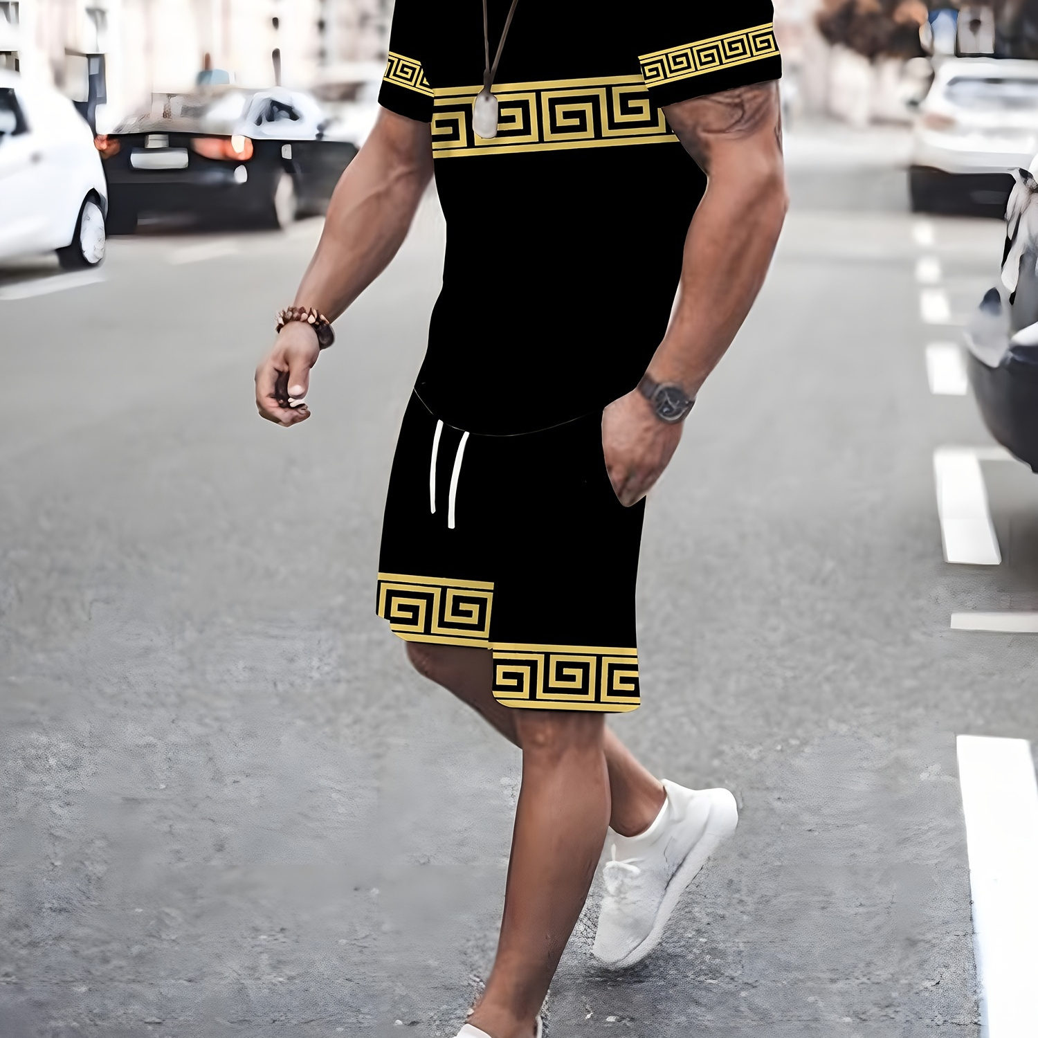 Creative Print Men's Short Sleeve T-shirt & Drawstring Shorts 2pcs Casual Sports Regular Pants Suit Outfits For , As Gifts
Creative Print Men's Short Sleeve T-shirt & Drawstring Shorts 2pcs Casual Sports Regular Pants Suit Outfits For , As Gifts