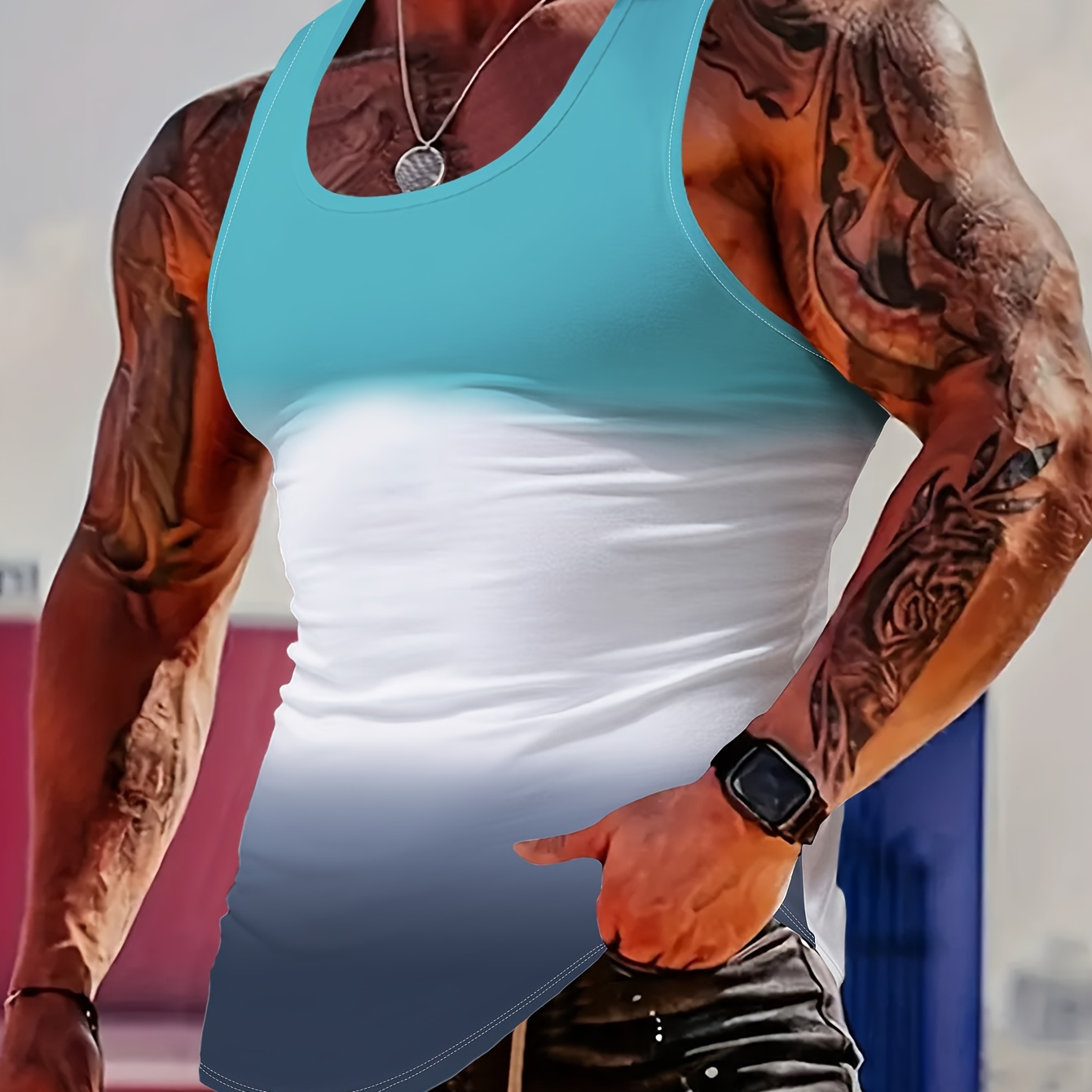 Débardeur décontracté pour homme à imprimé tie-dye, 95 % polyester 5 % élasthanne, coupe ajustée, col rond, tissu en légèrement extensible, gilet d'été, 180 g/m² - Léger et respirant
Débardeur décontracté pour homme à imprimé tie-dye, 95 % polyester 5 % élasthanne, coupe ajustée, col rond, tissu en légèrement extensible, gilet d'été, 180 g/m² - Léger et respirant