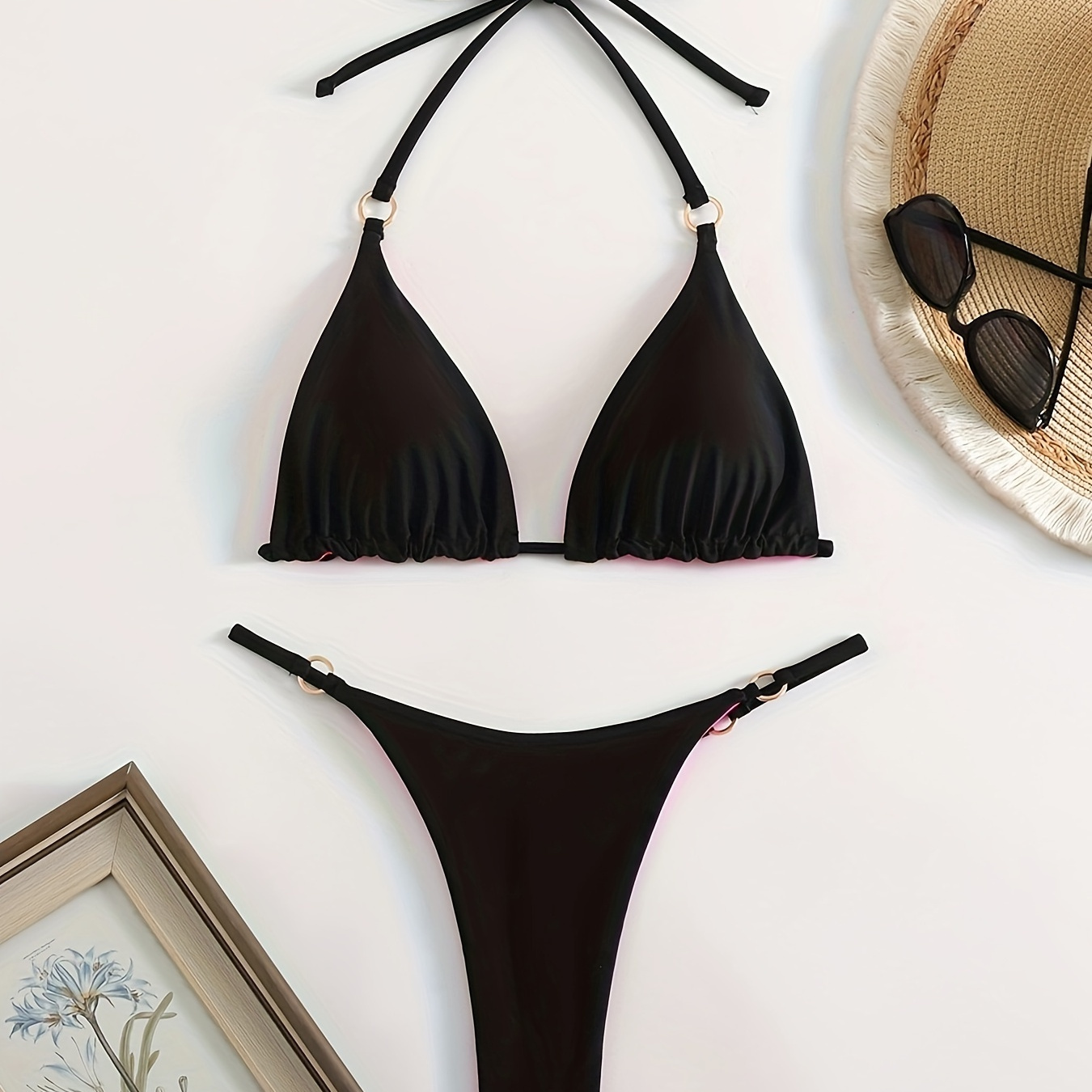Solid Color 2 piece Set Bikini, Halter Neck Backless Swimsuits, Women's Swimwear & Clothing
Solid Color 2 piece Set Bikini, Halter Neck Backless Swimsuits, Women's Swimwear & Clothing