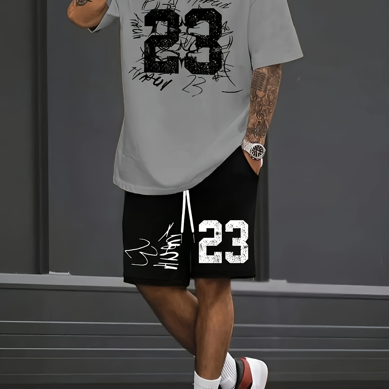 Men'-piece Trendy Casual Outfit With Round Neck Short Sleeve T-shirt And Drawstring Shorts For Spring And Summer
Men'-piece Trendy Casual Outfit With Round Neck Short Sleeve T-shirt And Drawstring Shorts For Spring And Summer