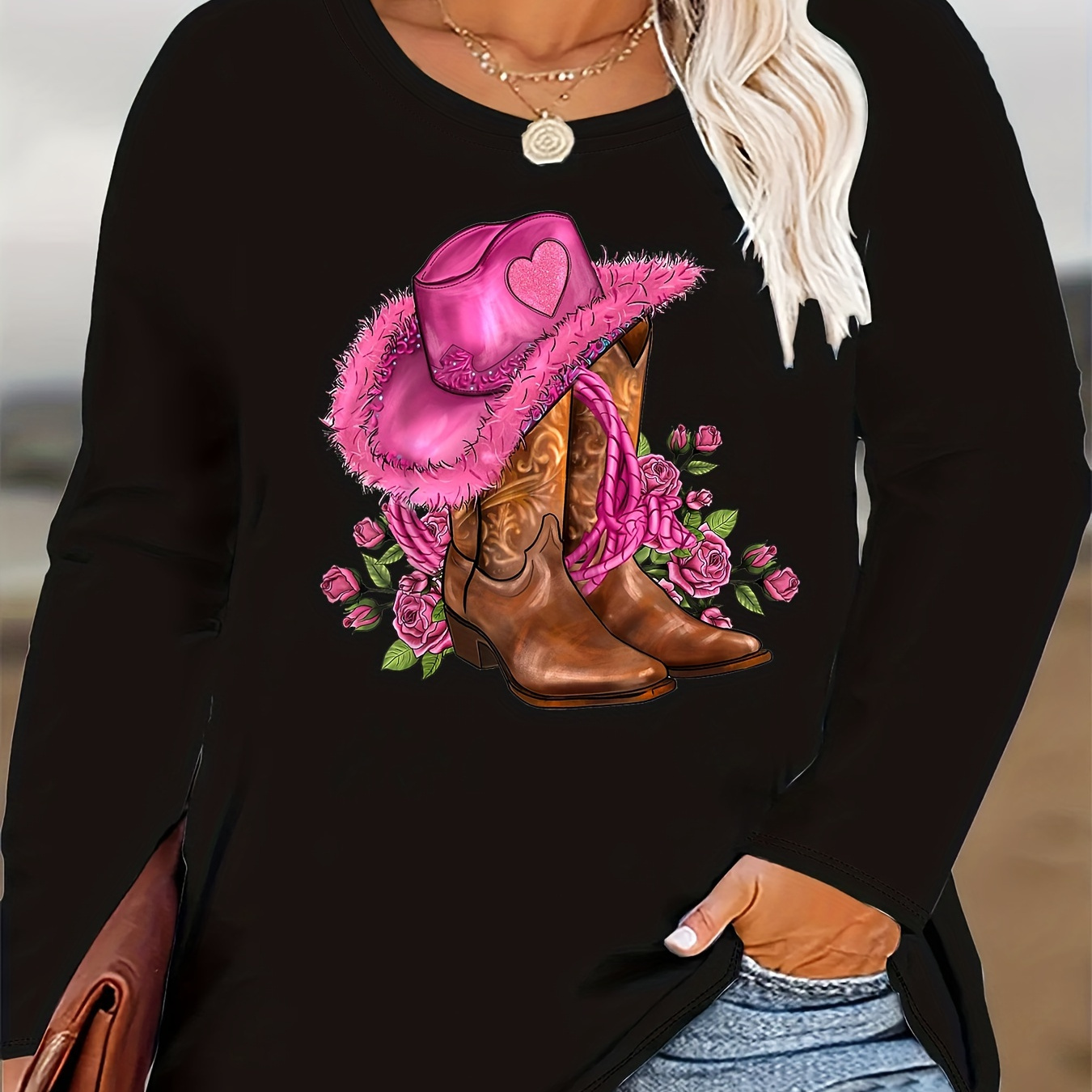 Plus Size Graphic Print T-shirt, Long Sleeve Crew Neck Casual Top For Spring & Fall, Women's Plus Size Clothing
Plus Size Graphic Print T-shirt, Long Sleeve Crew Neck Casual Top For Spring & Fall, Women's Plus Size Clothing