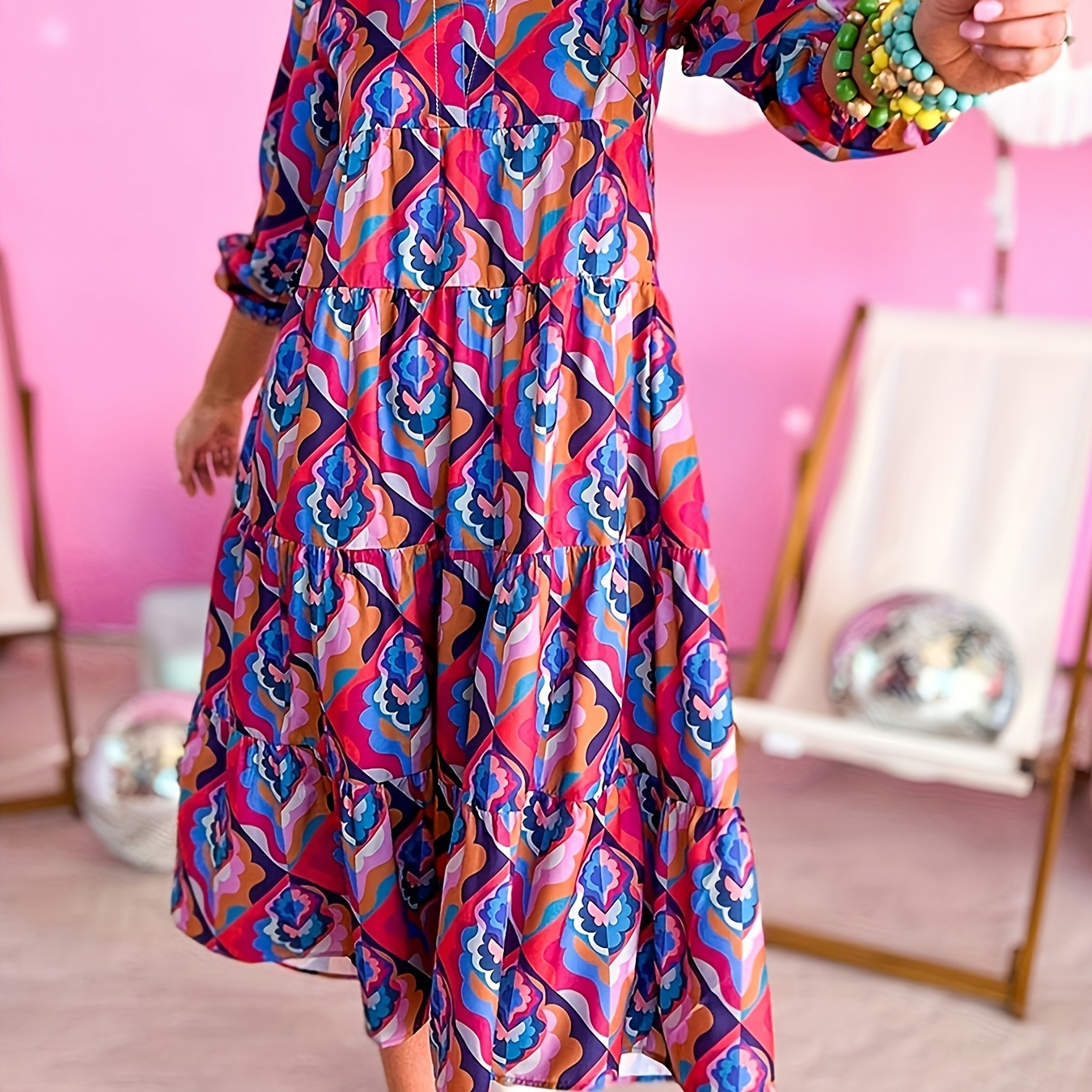 Size Vacation Dress - Square Neck, Long Sleeve With Unique Geometric Print, Non-stretch Polyester Fabric, Machine Washable - Spring/fall
Size Vacation Dress - Square Neck, Long Sleeve With Unique Geometric Print, Non-stretch Polyester Fabric, Machine Washable - Spring/fall