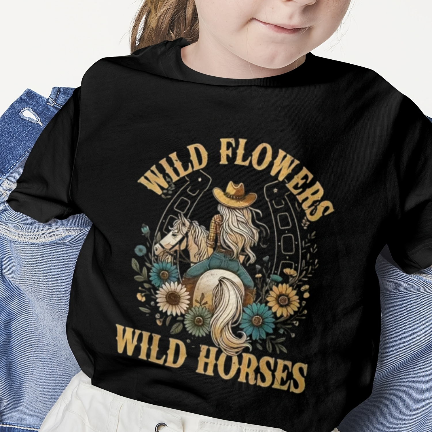 1pc Girls' Cowgirl T-shirt - 100% Cotton Casual Crew Neck Short Sleeve Tee For Summer, Comfortable & Stylish Knit Top, Ideal For Wear & Gifts
1pc Girls' Cowgirl T-shirt - 100% Cotton Casual Crew Neck Short Sleeve Tee For Summer, Comfortable & Stylish Knit Top, Ideal For Wear & Gifts