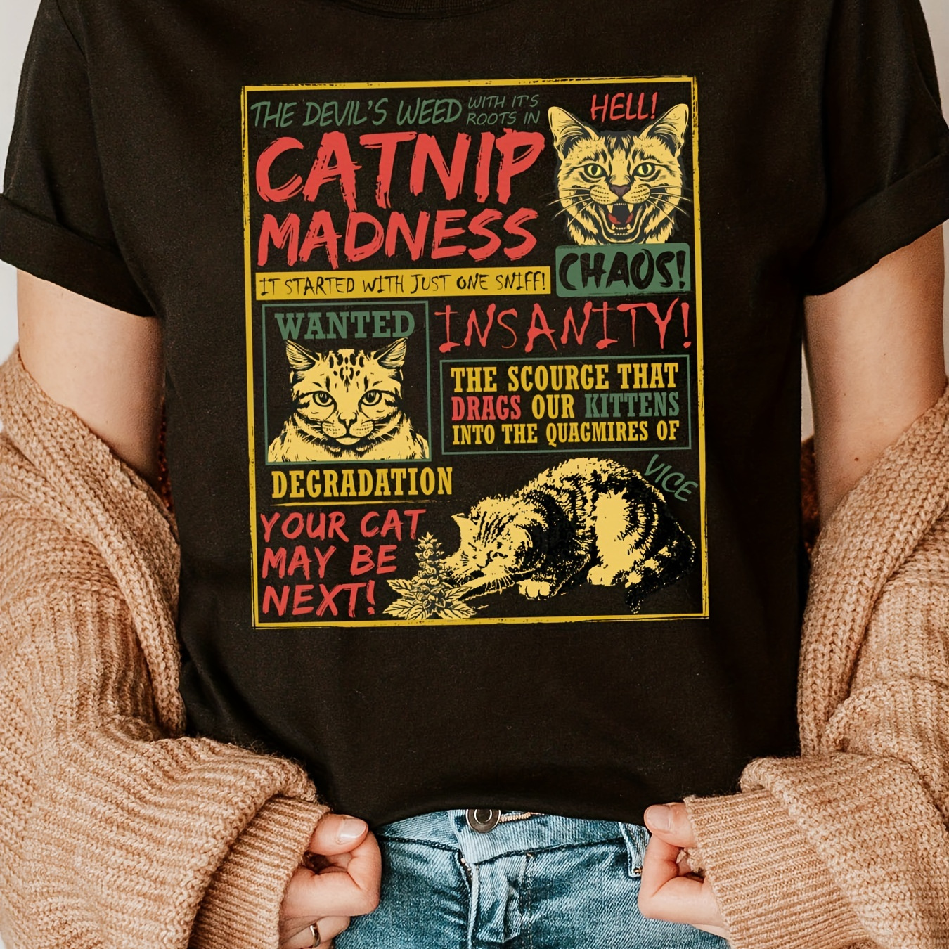 Cat Print Crew Neck T-shirt, Short Sleeve Casual Top For Summer & Spring, Women's Clothing
Cat Print Crew Neck T-shirt, Short Sleeve Casual Top For Summer & Spring, Women's Clothing