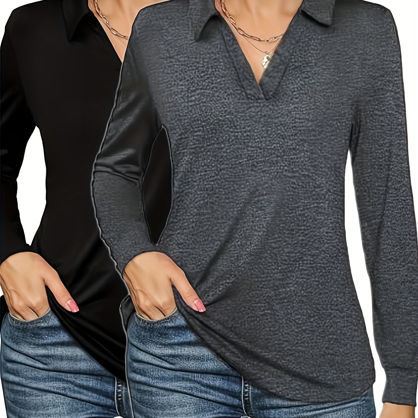 Large Size 2pcs, Collar Shirt, Spring And Autumn Casual Long Sleeve T-shirt, Women's Clothing
Large Size 2pcs, Collar Shirt, Spring And Autumn Casual Long Sleeve T-shirt, Women's Clothing