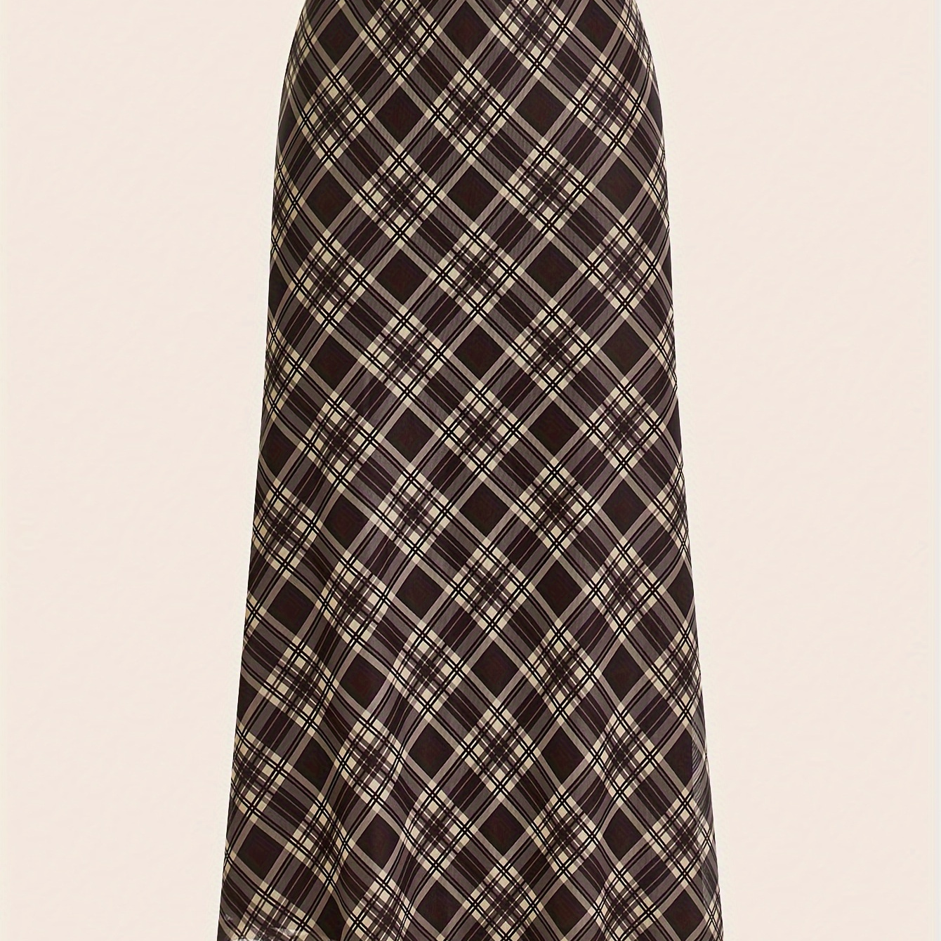 Elegant Plaid Midi Skirt For Women - High Waist, Non-stretch Polyester, Machine Washable
Elegant Plaid Midi Skirt For Women - High Waist, Non-stretch Polyester, Machine Washable