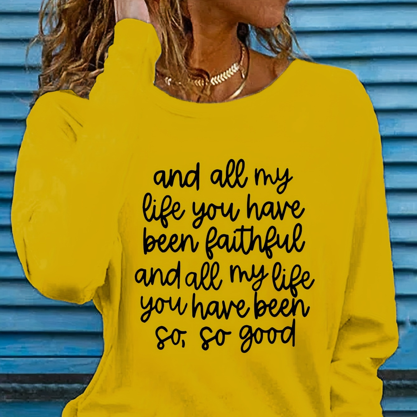 Women's Inspirational Quote Long Sleeve T-shirt - Casual Crew Neck Applique Pullover In Knit Fabric With Slight Stretch
Women's Inspirational Quote Long Sleeve T-shirt - Casual Crew Neck Applique Pullover In Knit Fabric With Slight Stretch