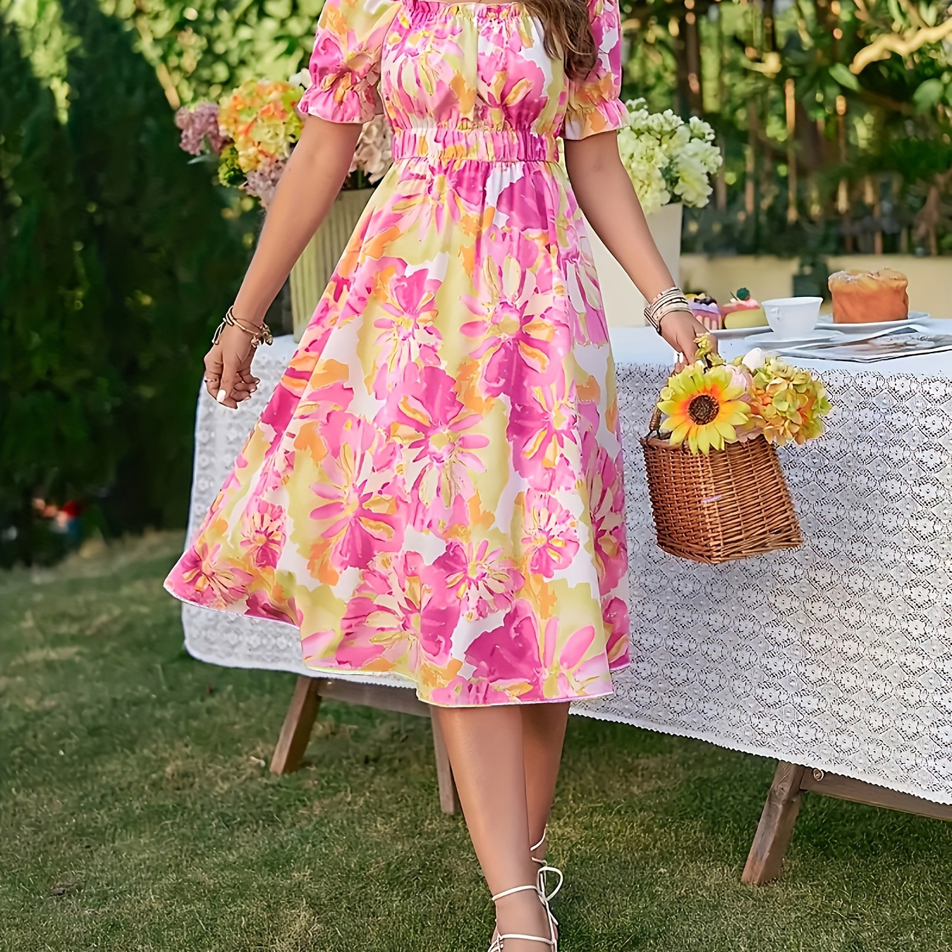 Floral Print Square Neck Dress, Elegant Puff Sleeve A-line Dress For Spring & Summer, Women's Clothing
Floral Print Square Neck Dress, Elegant Puff Sleeve A-line Dress For Spring & Summer, Women's Clothing