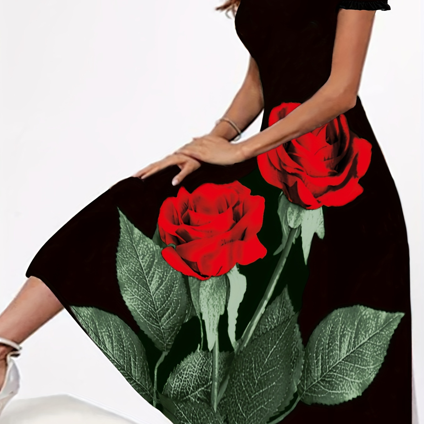 Floral Print Crew Neck Dress, Elegant Short Sleeve A-line Dress For Spring & Summer, Women's Clothing
Floral Print Crew Neck Dress, Elegant Short Sleeve A-line Dress For Spring & Summer, Women's Clothing