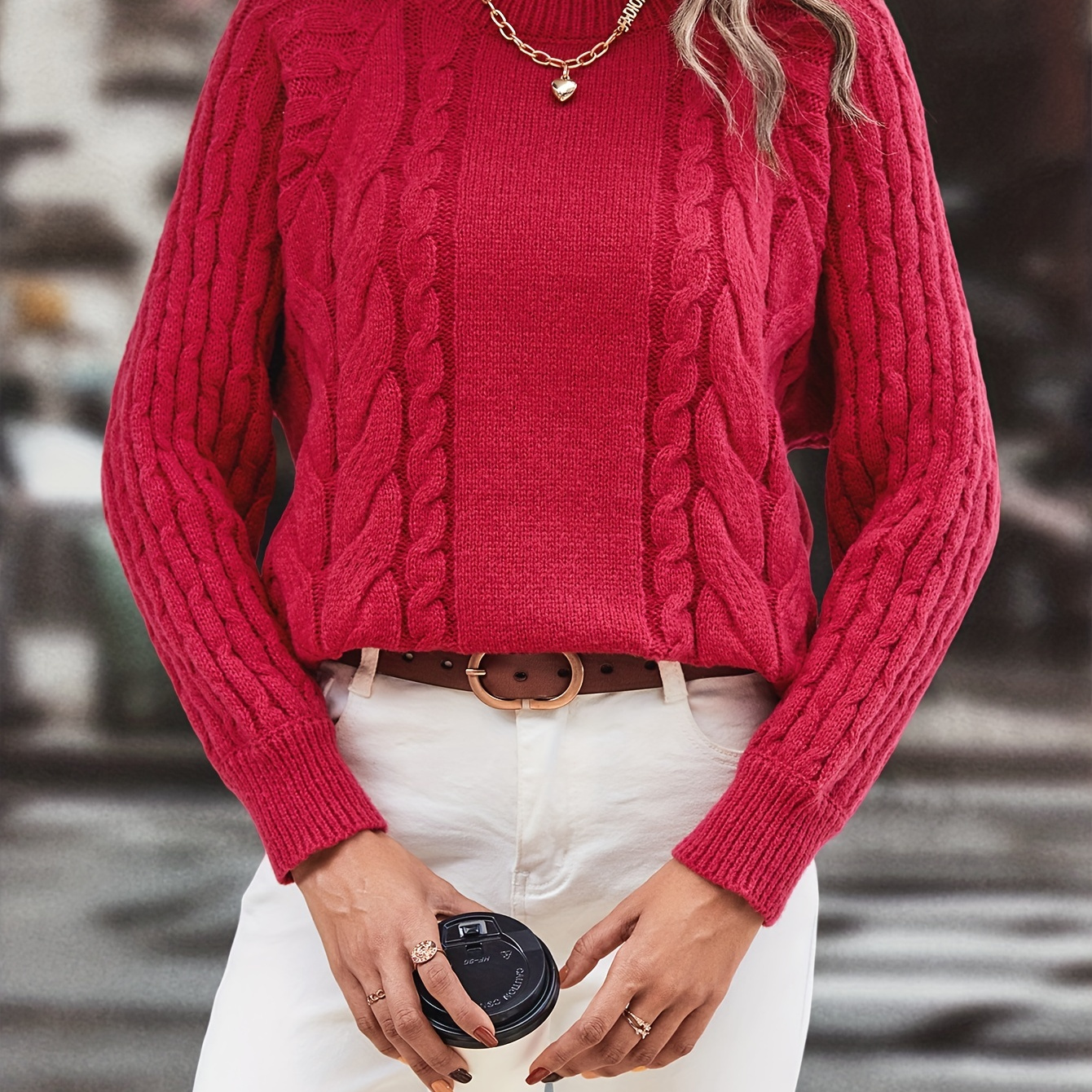 Cable Knit Crew Neck Sweater, Casual Long Sleeve Sweater For Fall & Winter, Women's Clothing
Cable Knit Crew Neck Sweater, Casual Long Sleeve Sweater For Fall & Winter, Women's Clothing