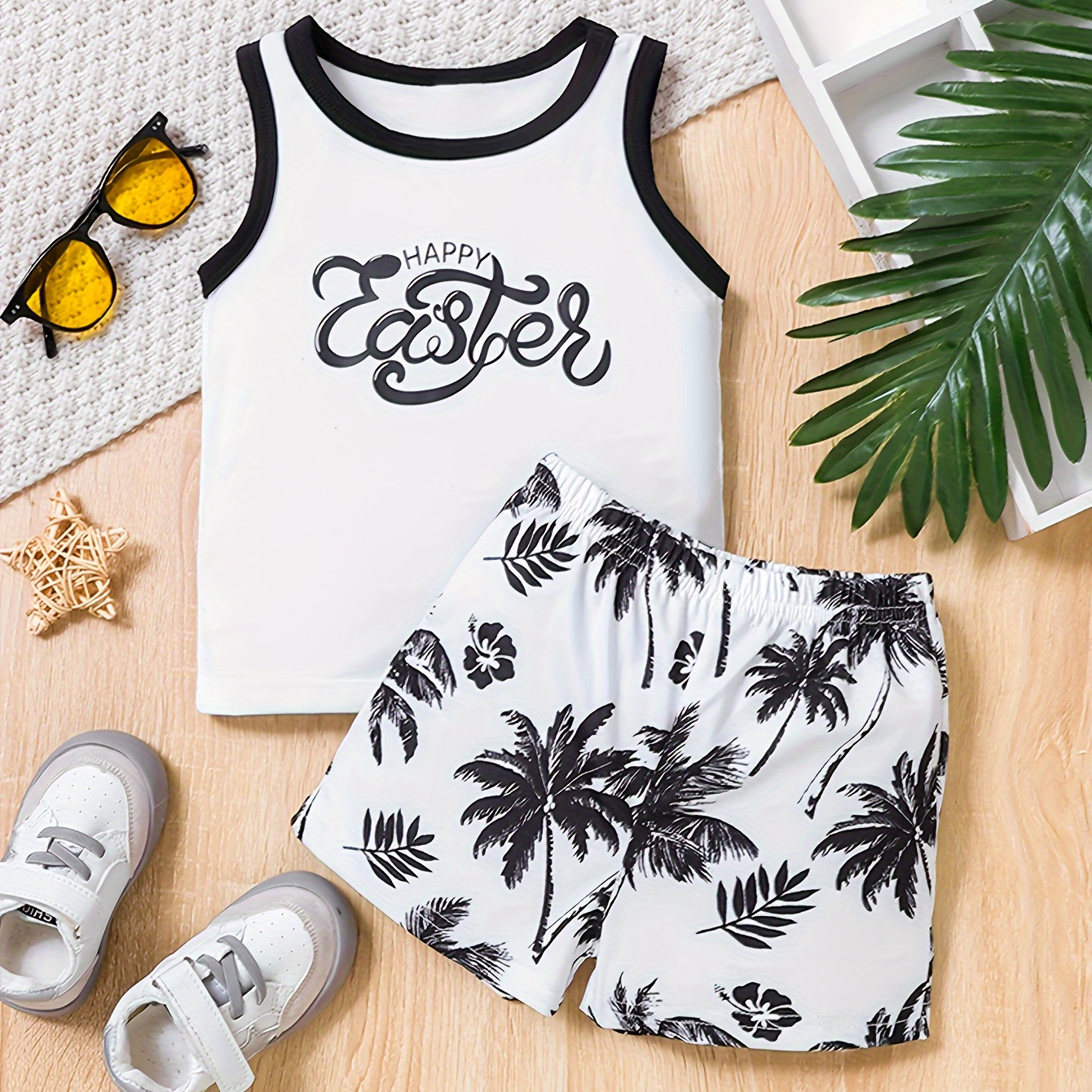 2pcs Infant Boys Letter Print Summer Set, Sleeveless Tank Top & Casual Beach Coconut Tree Print Shorts, Baby Boy's Clothes
2pcs Infant Boys Letter Print Summer Set, Sleeveless Tank Top & Casual Beach Coconut Tree Print Shorts, Baby Boy's Clothes