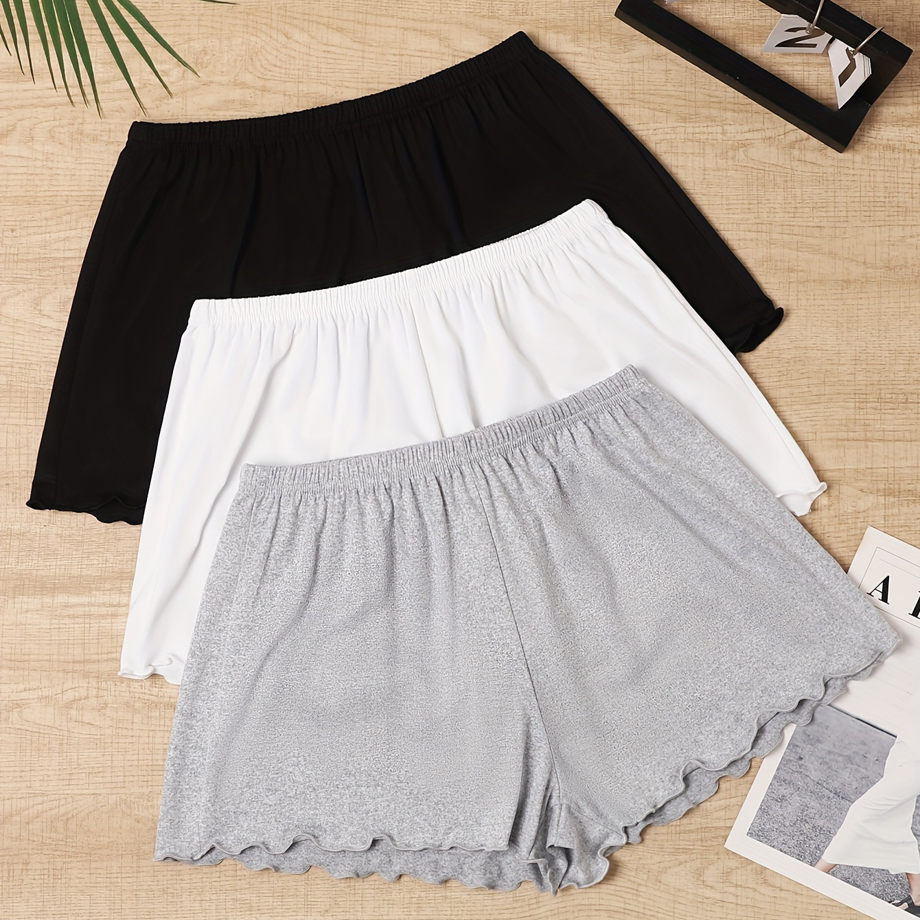 3pcs Women's Shorts - Solid Color, Waist With Rolled Hem, Machine Washable - Spring/summer
3pcs Women's Shorts - Solid Color, Waist With Rolled Hem, Machine Washable - Spring/summer