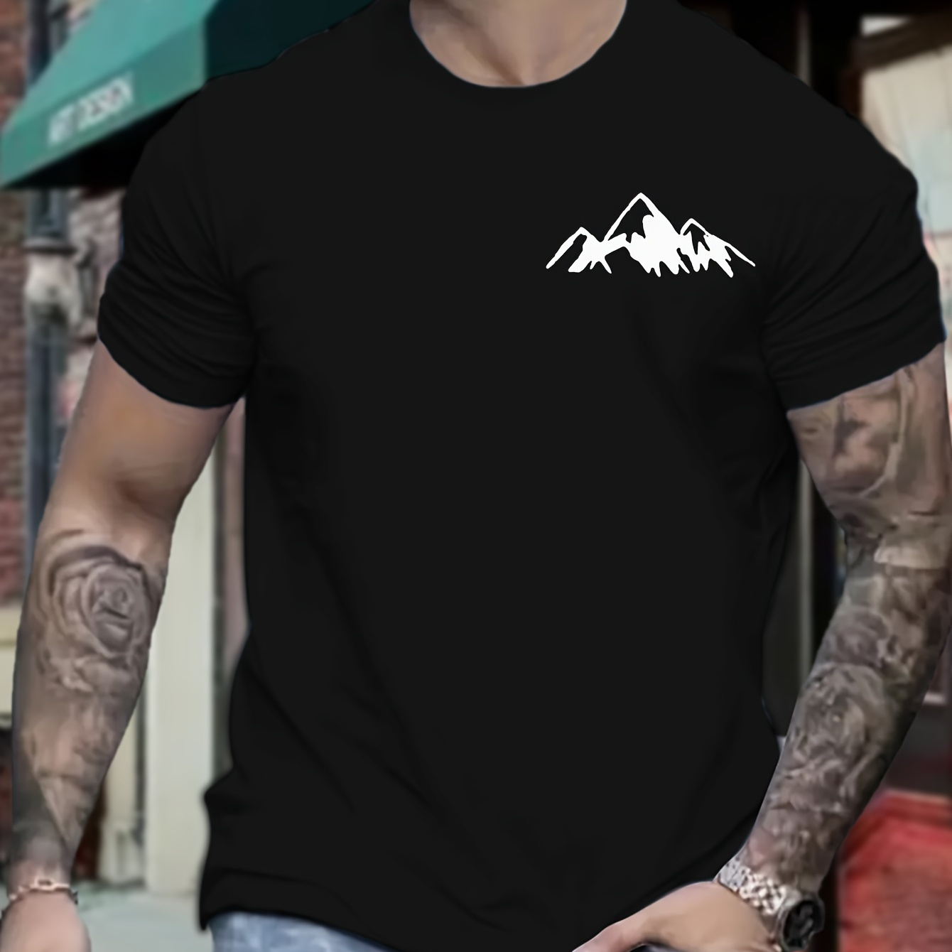 Men's Casual Street Style T-shirt With Mountain Fashionable Round Neck Short Sleeve Tee, Plus Size Loose Fit Men's Wear, Breathable
Men's Casual Street Style T-shirt With Mountain Fashionable Round Neck Short Sleeve Tee, Plus Size Loose Fit Men's Wear, Breathable