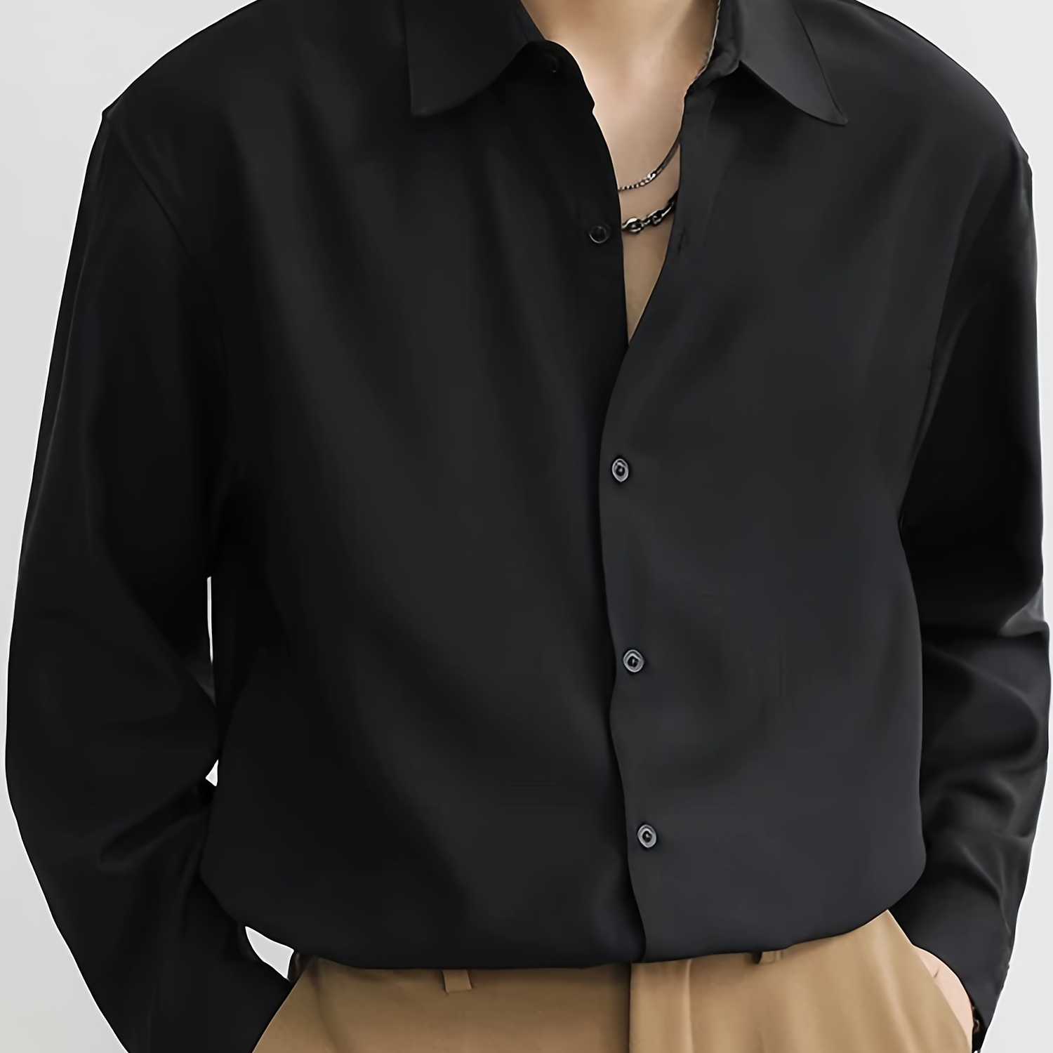 Men' Casual Long Sleeve Shirt - Polyester, Non-stretch, Semi-sheer, Solid Color, Spring/fall, For Autumn, Spring
Men' Casual Long Sleeve Shirt - Polyester, Non-stretch, Semi-sheer, Solid Color, Spring/fall, For Autumn, Spring