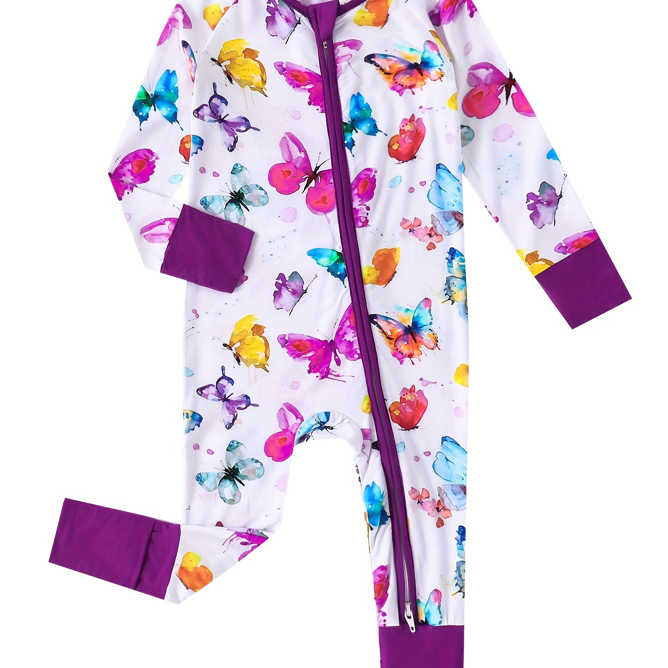 Baby's Colorful Butterfly Pattern Bamboo Fiber Bodysuit With Foot Cover, Casual Zip Up Long Sleeve Romper, Toddler & Infant Girl's Onesie, As Gift
Baby's Colorful Butterfly Pattern Bamboo Fiber Bodysuit With Foot Cover, Casual Zip Up Long Sleeve Romper, Toddler & Infant Girl's Onesie, As Gift