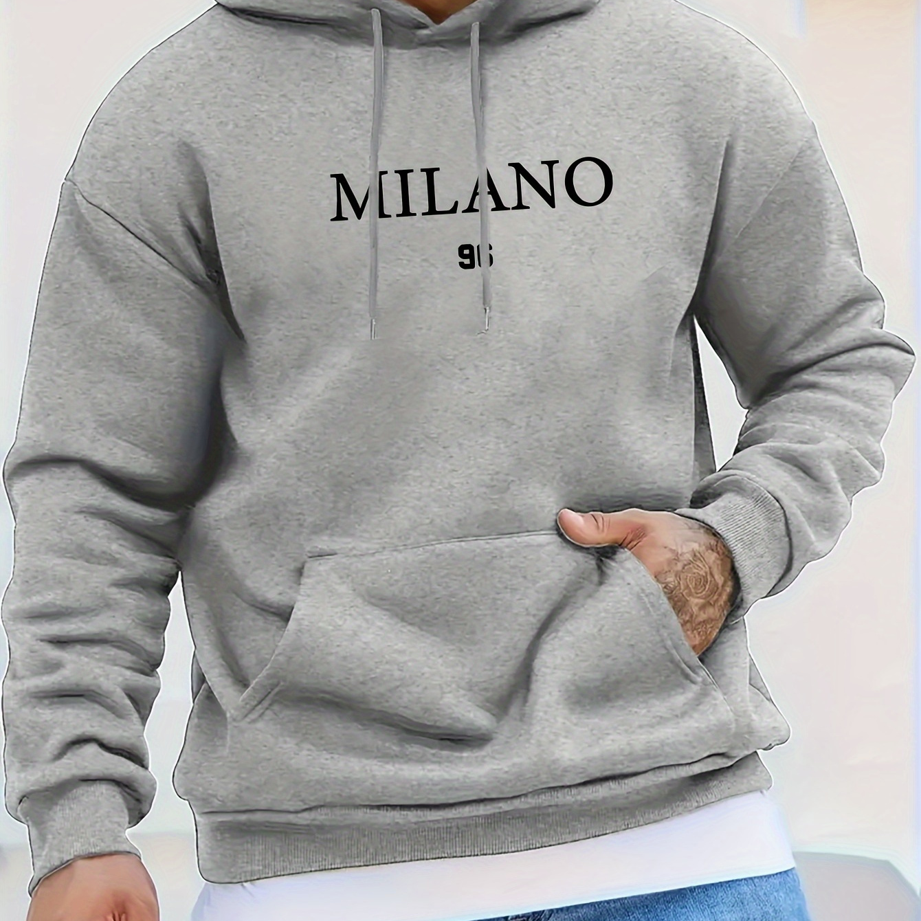 Milano 96 Graphic Print Men's Casual Hoodie - Relaxed Long Sleeve Pullover With Pocket
Milano 96 Graphic Print Men's Casual Hoodie - Relaxed Long Sleeve Pullover With Pocket