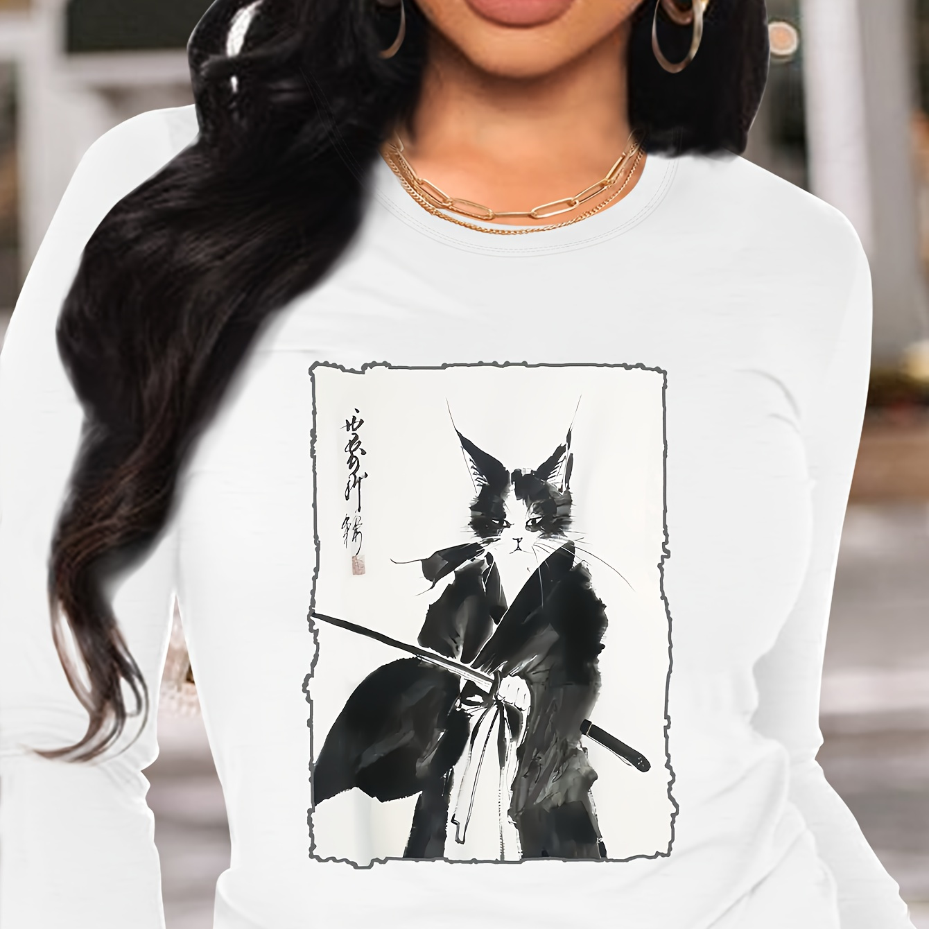 Anime Cat Print T-shirt, Long Sleeve Crew Neck Casual Top For Spring & Fall, Women's Clothing
Anime Cat Print T-shirt, Long Sleeve Crew Neck Casual Top For Spring & Fall, Women's Clothing