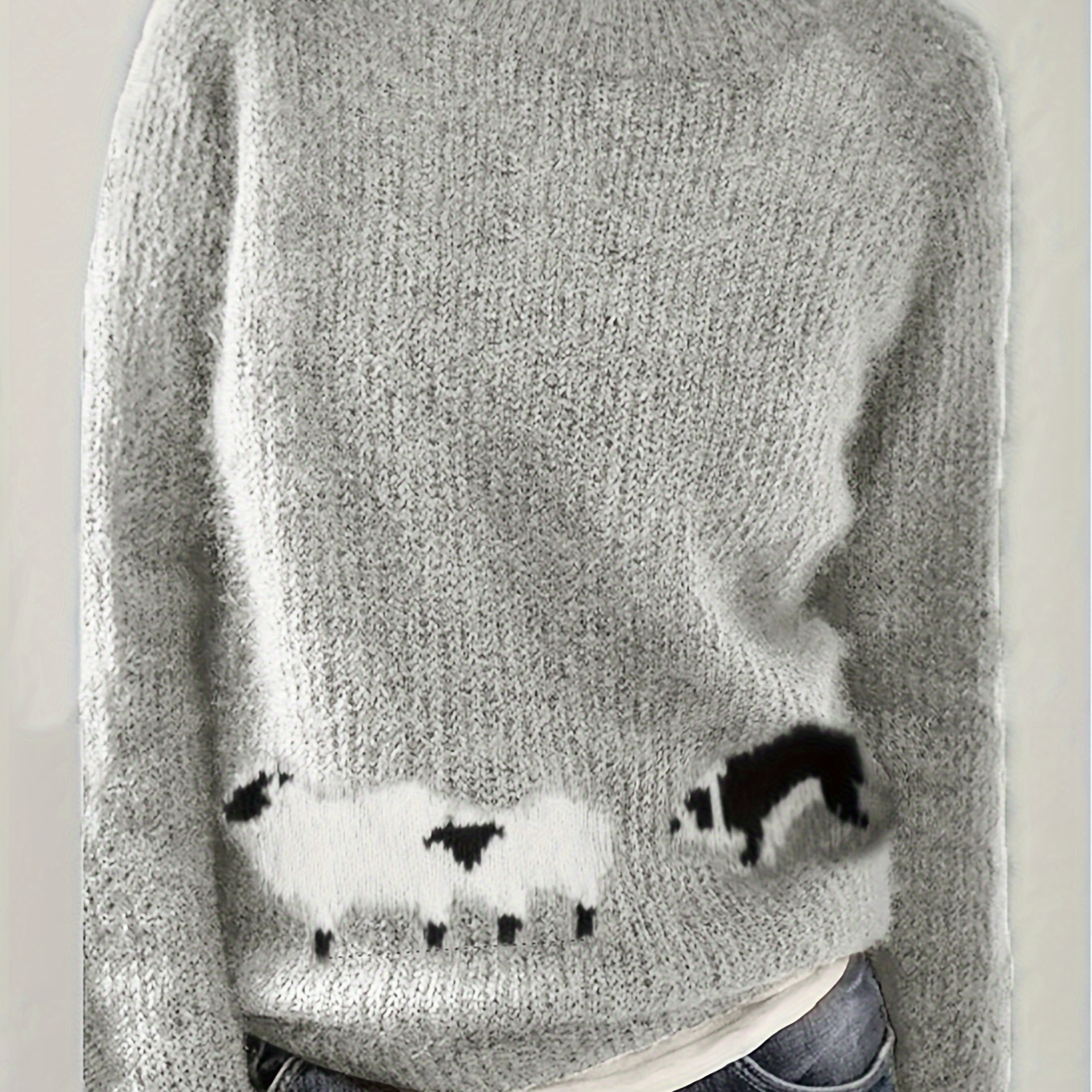 Women's Elegant Crew Neck Pullover Sweater With Animal Pattern - Polyester Knit Fabric With Elastane, Comfortable Long Sleeve Top For Fall/winter
Women's Elegant Crew Neck Pullover Sweater With Animal Pattern - Polyester Knit Fabric With Elastane, Comfortable Long Sleeve Top For Fall/winter