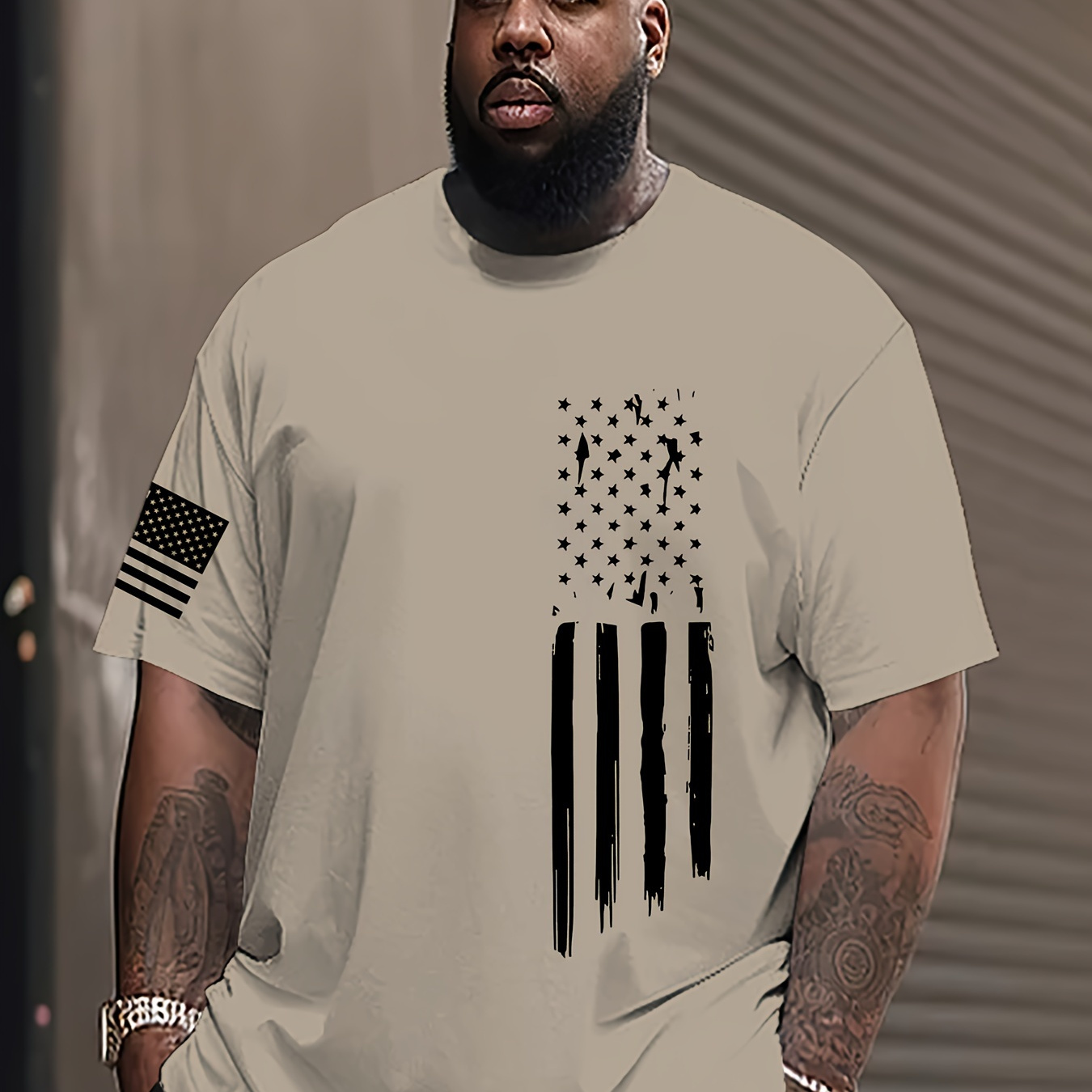 Flag Print Men's Plus Size Short Sleeve Crew Neck T-shirt, Casual Comfortable Tee, Stylish Top
Flag Print Men's Plus Size Short Sleeve Crew Neck T-shirt, Casual Comfortable Tee, Stylish Top