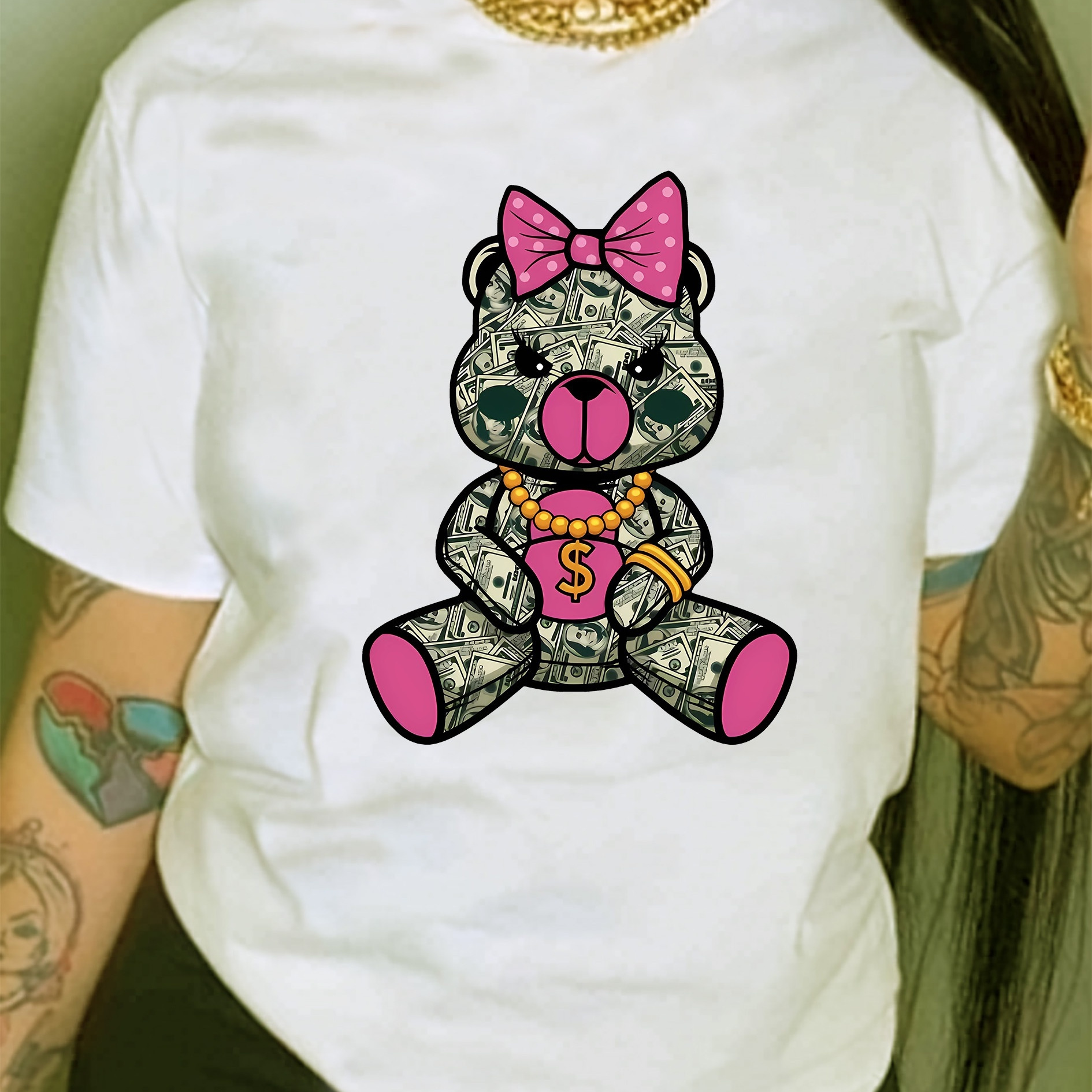 Bear Print T-shirt, Casual Crew Neck Short Sleeve Top For Spring & Summer, Women's Clothing
Bear Print T-shirt, Casual Crew Neck Short Sleeve Top For Spring & Summer, Women's Clothing