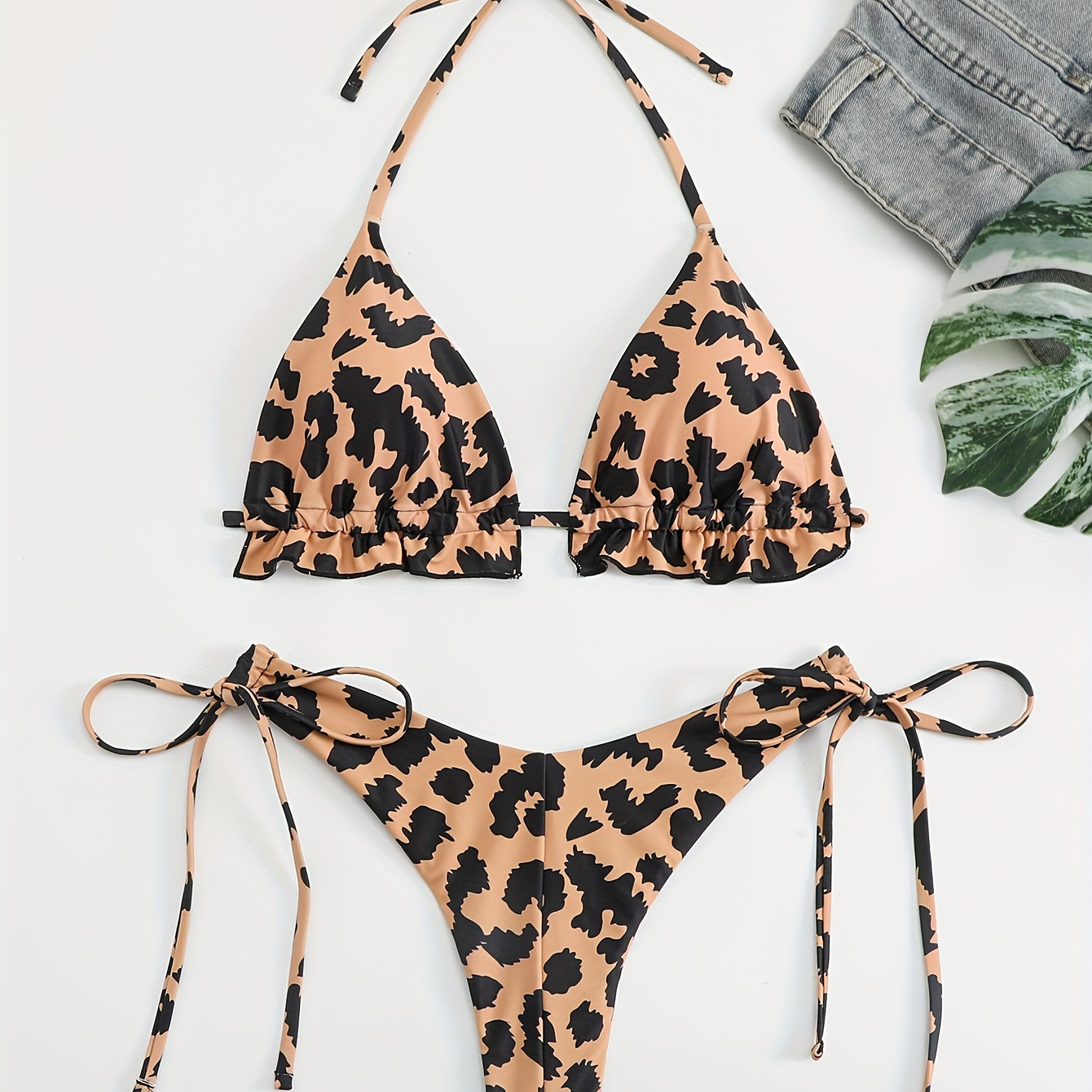 Leopard Print 2 piece Set Bikini, Halter Neck Backless Swimsuits, Women's Swimwear & Clothing
Leopard Print 2 piece Set Bikini, Halter Neck Backless Swimsuits, Women's Swimwear & Clothing