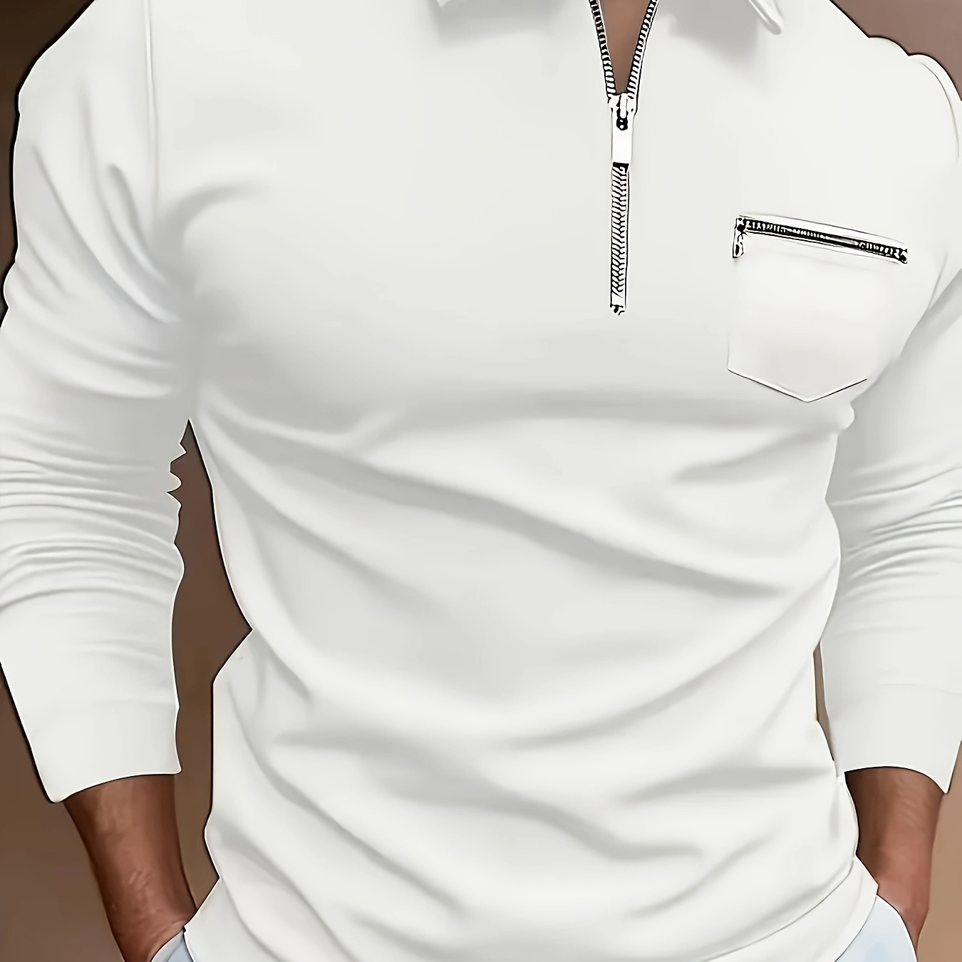Men's Casual Solid Color Shirt With Zipper And Chest Pocket - Comfortable Long Sleeve, Polyester For Spring/fall
Men's Casual Solid Color Shirt With Zipper And Chest Pocket - Comfortable Long Sleeve, Polyester For Spring/fall