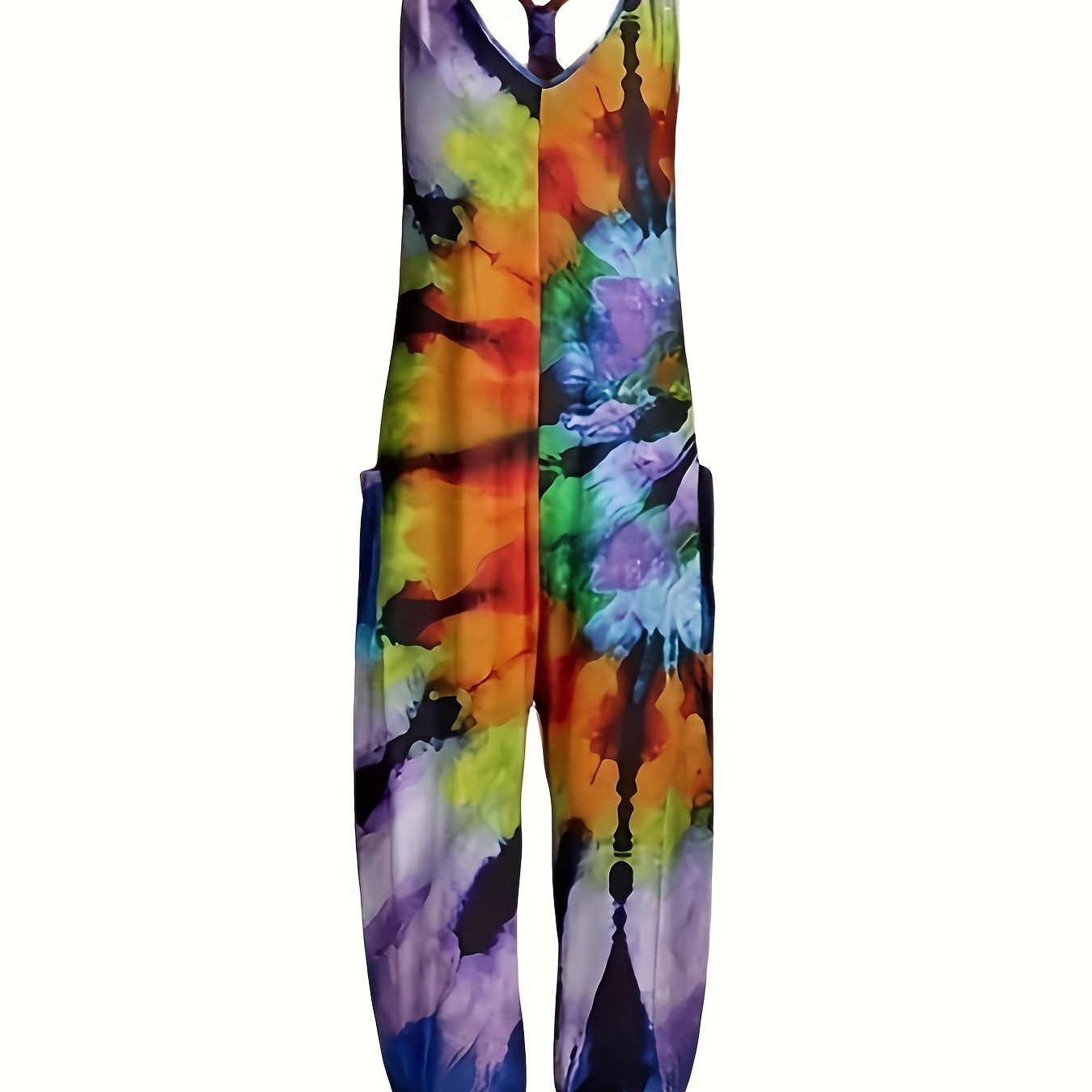 Tie Dye V Neck Jumpsuit, Casual Sleeveless Jumpsuit With Pockets For Spring & Summer, Women's Clothing
Tie Dye V Neck Jumpsuit, Casual Sleeveless Jumpsuit With Pockets For Spring & Summer, Women's Clothing