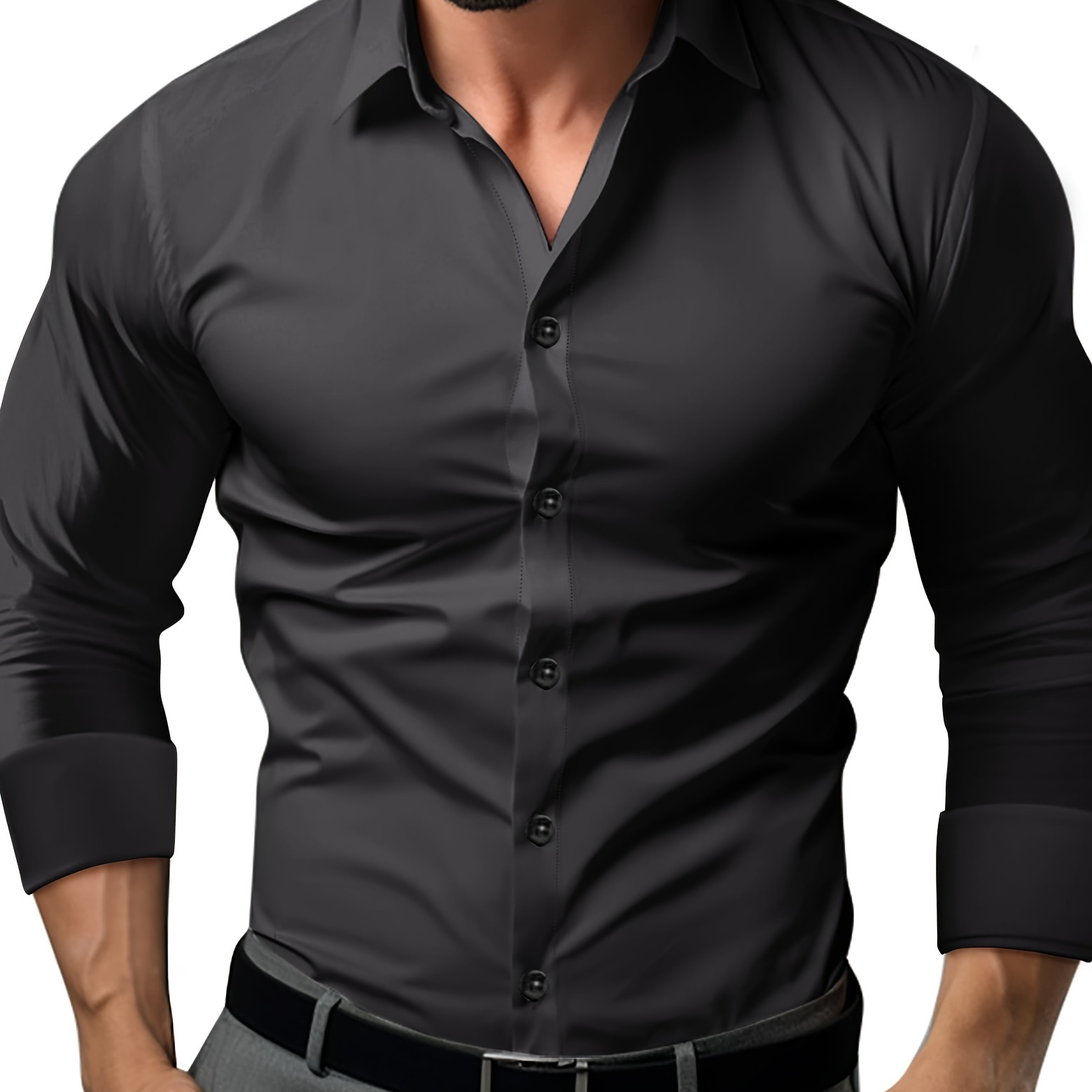 Men's Cotton Solid Color Long Sleeve Single Breasted Lapel Shirt, Male's Slim Fit Dress Shirt For Business And Formal
Men's Cotton Solid Color Long Sleeve Single Breasted Lapel Shirt, Male's Slim Fit Dress Shirt For Business And Formal