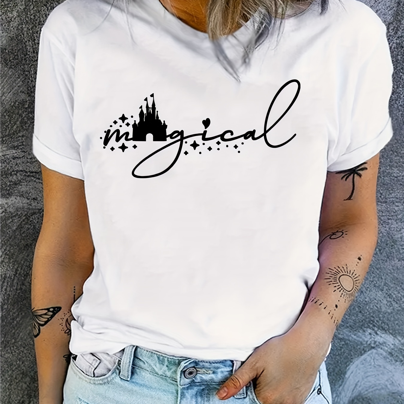 Women's Casual Letter Print T-shirt - Crew Neck, Short Sleeve, Spring/, Machine Washable
Women's Casual Letter Print T-shirt - Crew Neck, Short Sleeve, Spring/, Machine Washable