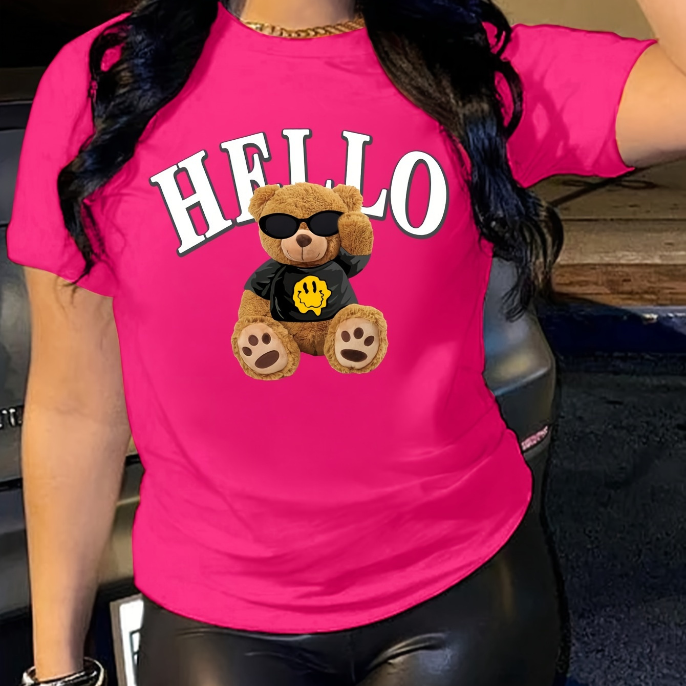 Bear Print T-shirt, Short Sleeve Crew Neck Casual Top For Summer & Spring, Women's Clothing
Bear Print T-shirt, Short Sleeve Crew Neck Casual Top For Summer & Spring, Women's Clothing