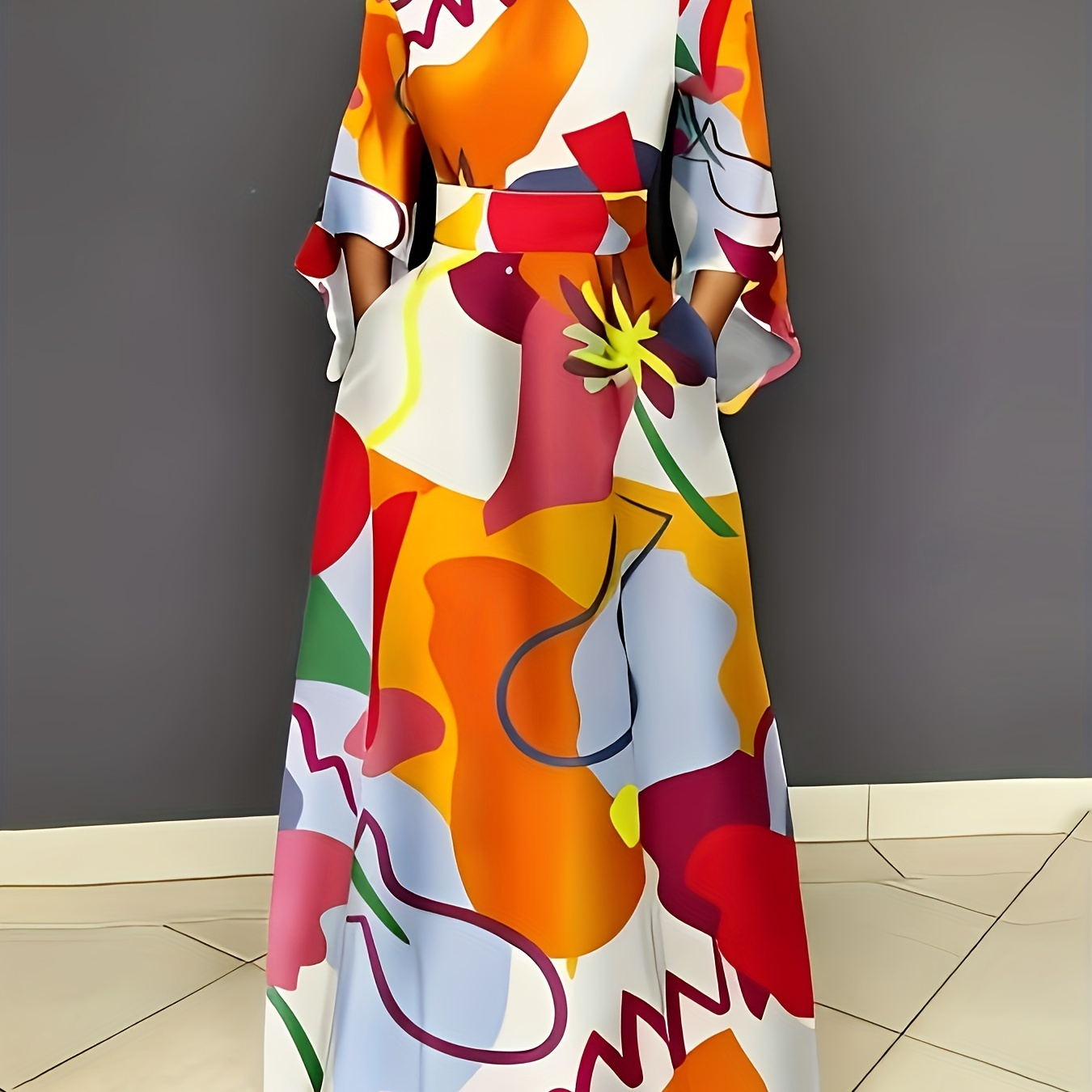 Robe Maxi Imprimée pour Femme - Polyester, Élasticité, Lavable en Machine avec Détail de Fermeture Éclair
Robe Maxi Imprimée pour Femme - Polyester, Élasticité, Lavable en Machine avec Détail de Fermeture Éclair