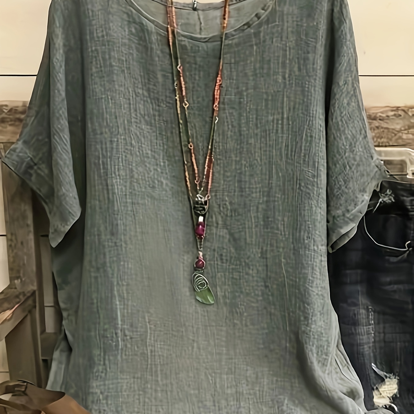 Plus Size Solid Simple Crew Neck Blouse, Casual Short Sleeve Blouse For Spring & Summer, Women's Plus Size Clothing
Plus Size Solid Simple Crew Neck Blouse, Casual Short Sleeve Blouse For Spring & Summer, Women's Plus Size Clothing