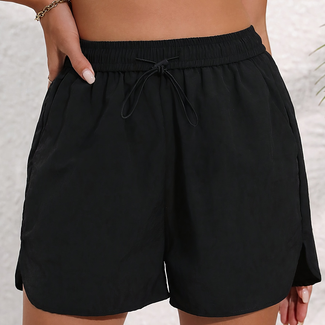 Solid Color Drawstring Waist Shorts, Casual Loose Shorts For Spring & Summer, Women's Clothing
Solid Color Drawstring Waist Shorts, Casual Loose Shorts For Spring & Summer, Women's Clothing