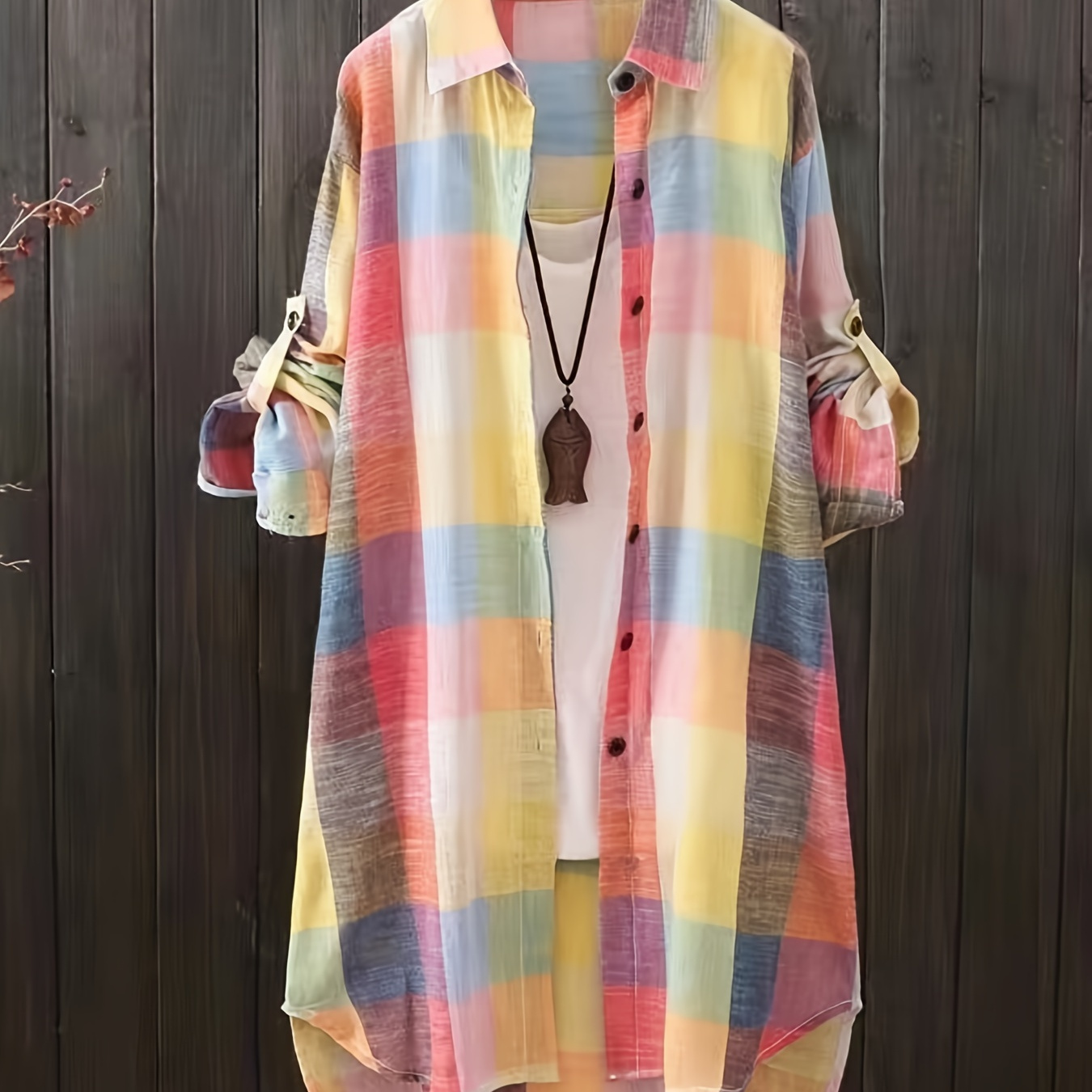 Print Button Front Shirt, Casual Long Sleeve Curved Hem Mid-length Shirt For Spring & Fall, Women's Clothing
Print Button Front Shirt, Casual Long Sleeve Curved Hem Mid-length Shirt For Spring & Fall, Women's Clothing
