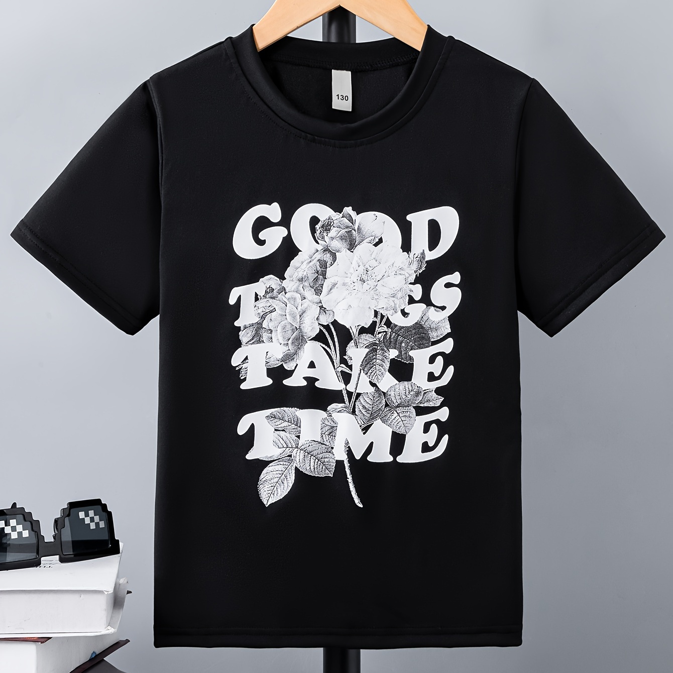 Flower And Letters Print Tee Tops, Boys Round Neck Casual Short Sleeve Comfortable Soft Premium T-shirt
Flower And Letters Print Tee Tops, Boys Round Neck Casual Short Sleeve Comfortable Soft Premium T-shirt