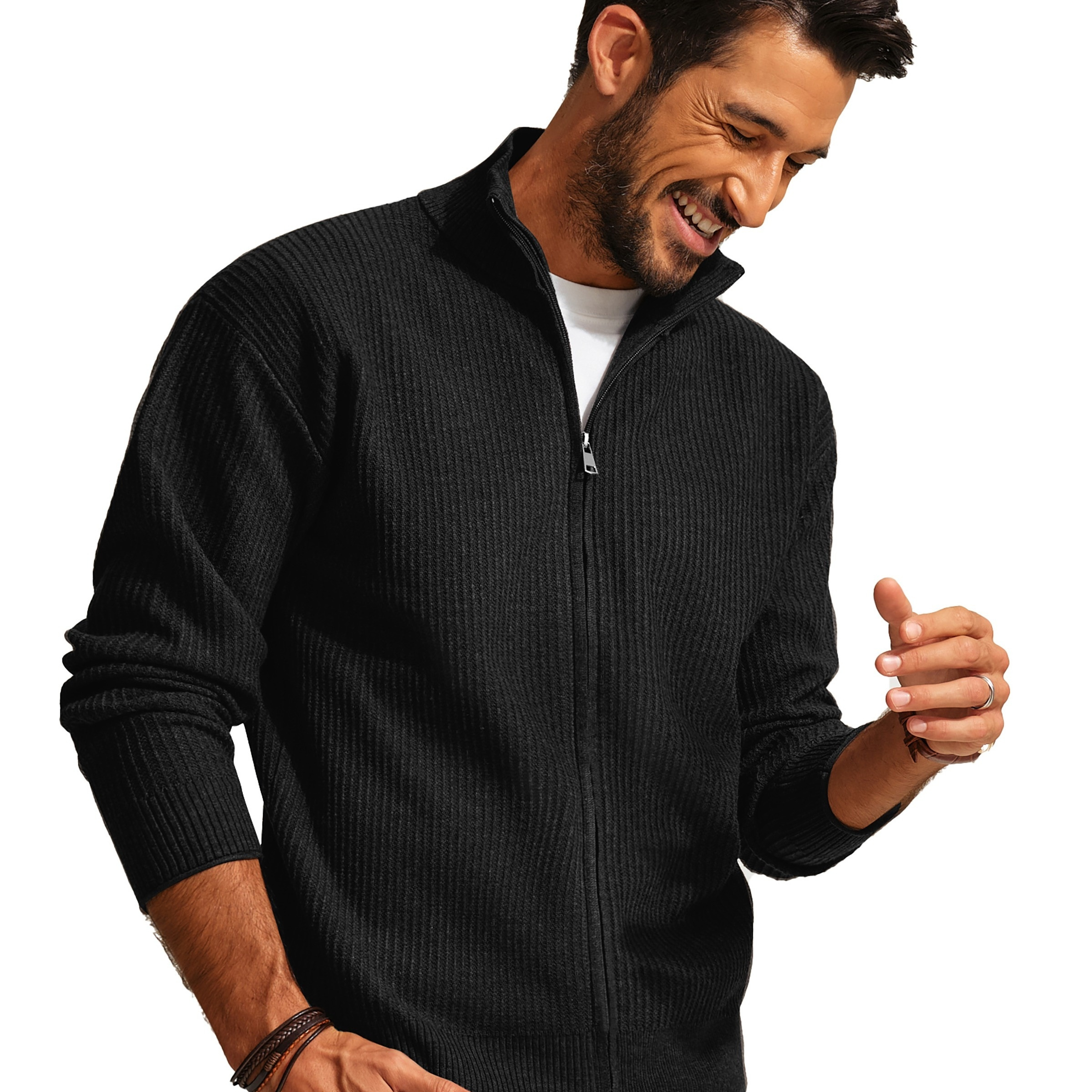 Men's Casual Zip-up Cardigan - Long Sleeve, Stand Collar, Shoulder Knit Sweater With Stretch Fabric, Machine Washable - Fall/winter
Men's Casual Zip-up Cardigan - Long Sleeve, Stand Collar, Shoulder Knit Sweater With Stretch Fabric, Machine Washable - Fall/winter