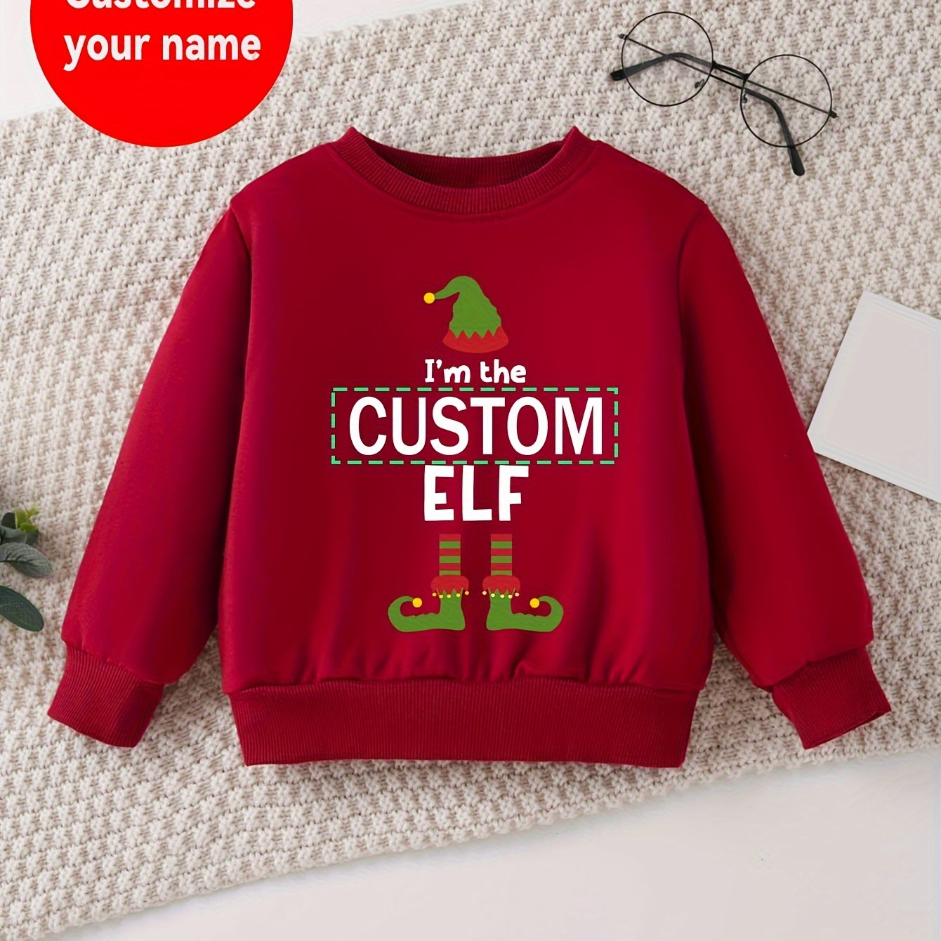 Custom Name & Christmas Hat Print Boys' Sweatshirt - Crew Neck Pullover For , Machine Washable, Christmas, Hood Sweatshirt, Customized, Casual Top
Custom Name & Christmas Hat Print Boys' Sweatshirt - Crew Neck Pullover For , Machine Washable, Christmas, Hood Sweatshirt, Customized, Casual Top