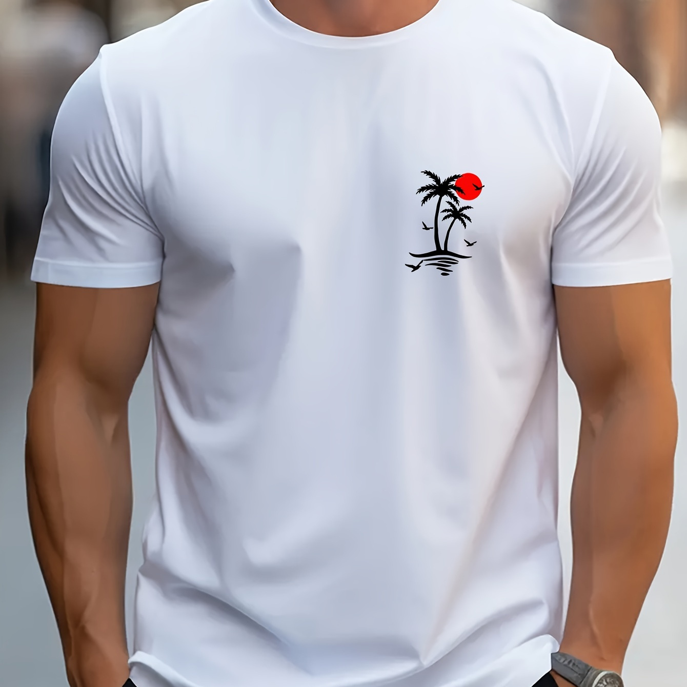 Beach Palm Tree Pattern Men's Casual T-shirt, Short Sleeve Tee Tops, Summer Outdoor Sports Clothing
Beach Palm Tree Pattern Men's Casual T-shirt, Short Sleeve Tee Tops, Summer Outdoor Sports Clothing